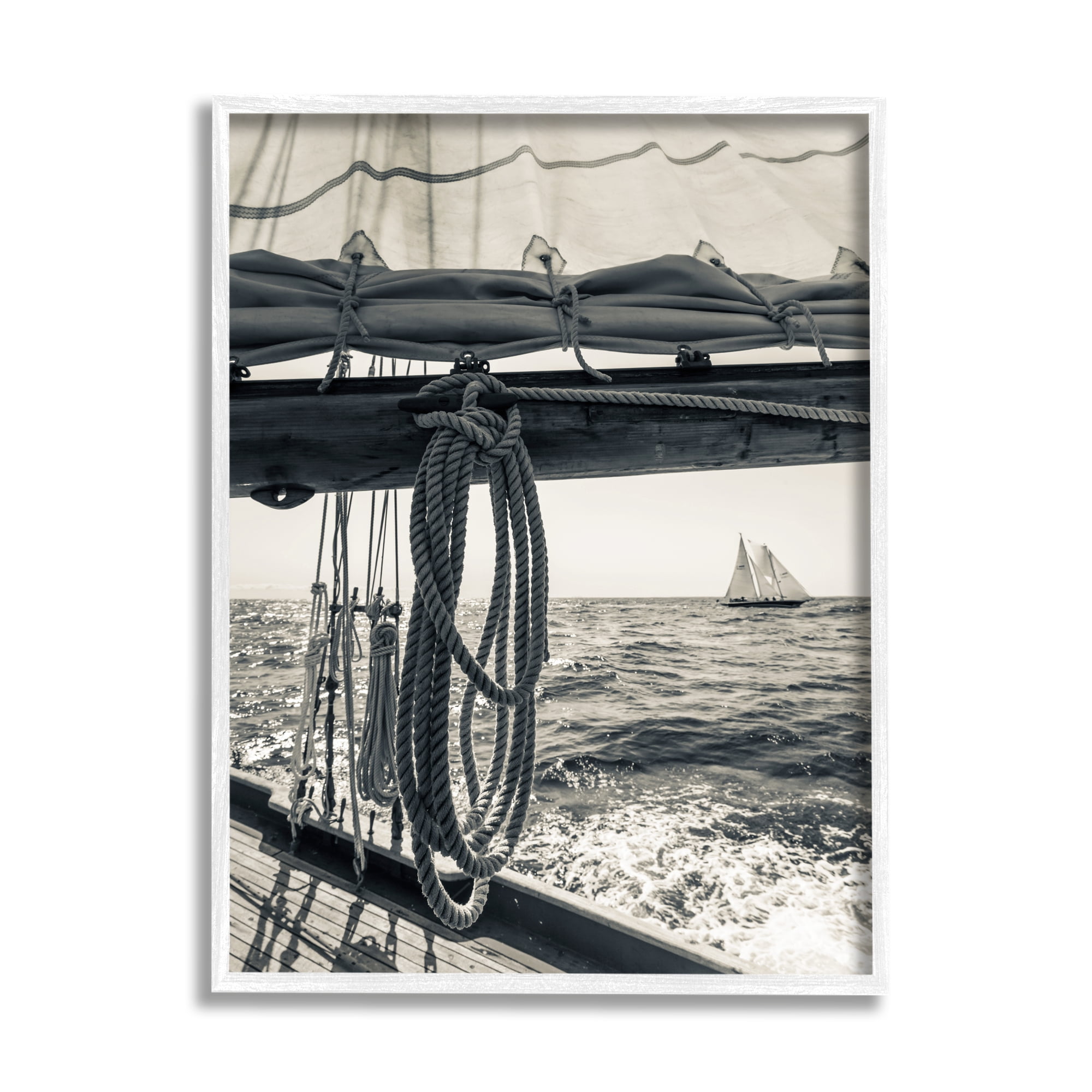 Stupell Indtries Ocean Sail Tie Line Vintage Ship Muted Photography,16 x 20,Design by Danita Delimont