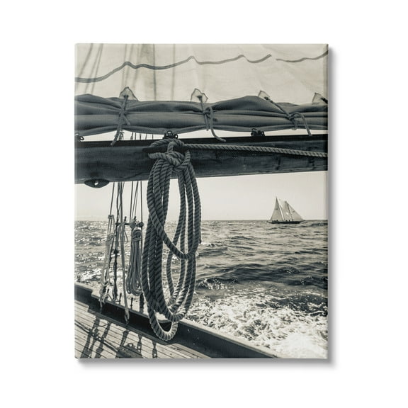 Stupell Indtries Ocean Sail Tie Line Vintage Ship Muted Photography,24 x 30,Design by Danita Delimont