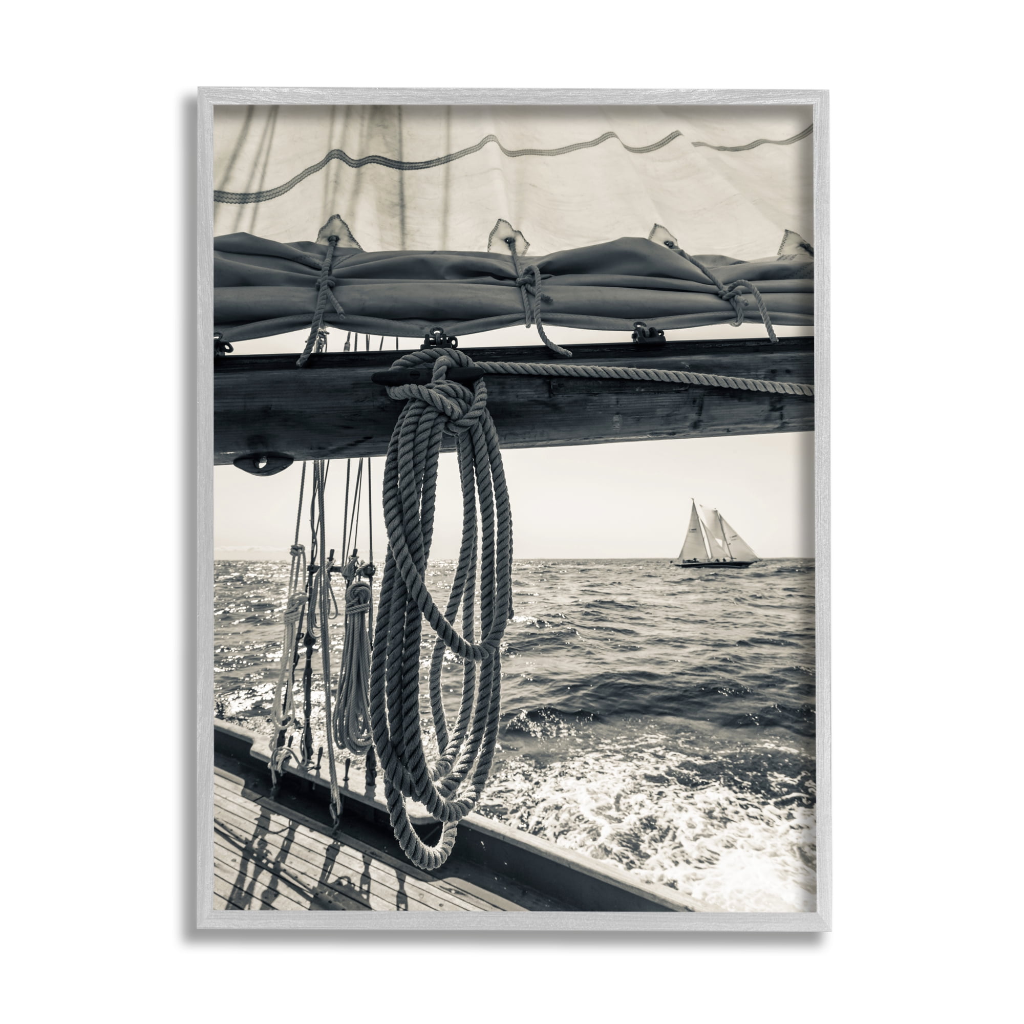 Stupell Indtries Ocean Sail Tie Line Vintage Ship Muted Photography,24 x 30,Design by Danita Delimont