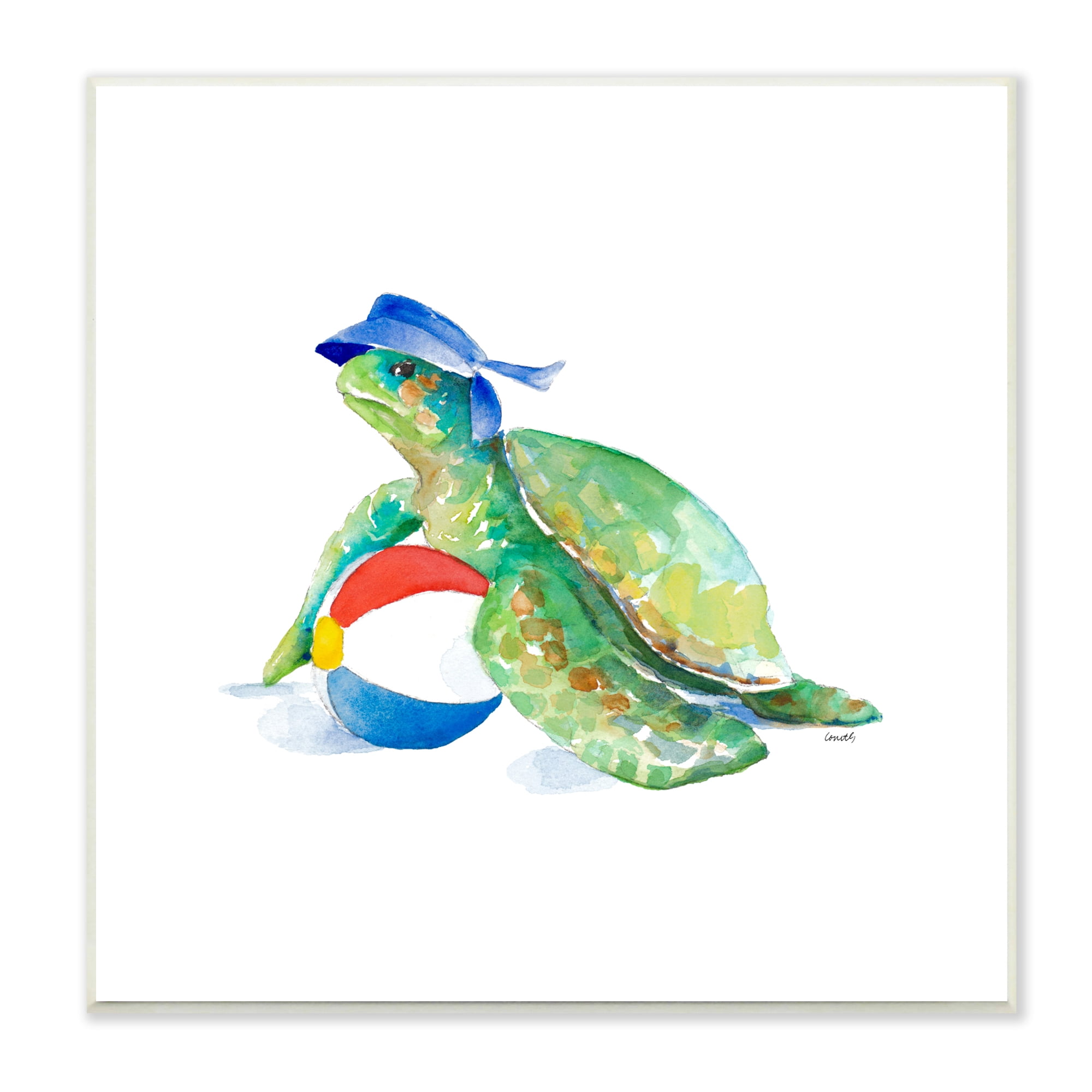 Stupell Indtries Ocean Tortoise Playful Beach Ball Aquatic Turtle,12 x 12,Design by Lanie Loreth