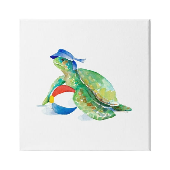 Stupell Indtries Ocean Tortoise Playful Beach Ball Aquatic Turtle,36 x 36,Design by Lanie Loreth