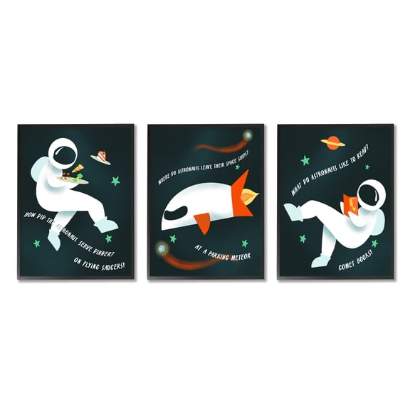 Stupell Indtries On Flying Saucers! Space Jokes Astronaut Rocket Ship,11 x 14,Design by Daphne Polselli