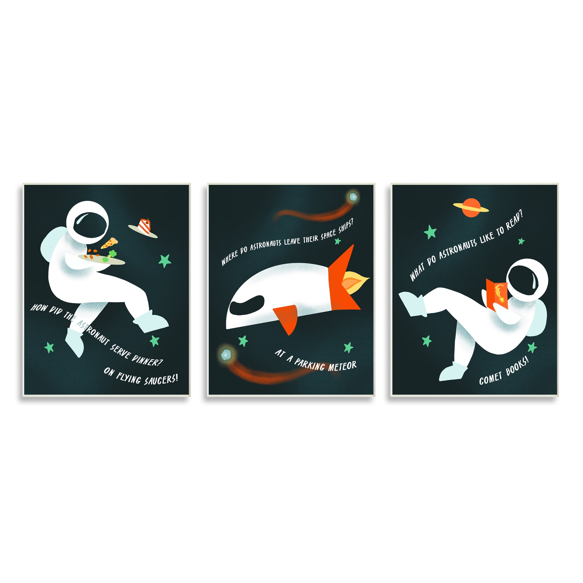 Stupell Indtries On Flying Saucers! Space Jokes Astronaut Rocket Ship,13 x 19,Design by Daphne Polselli