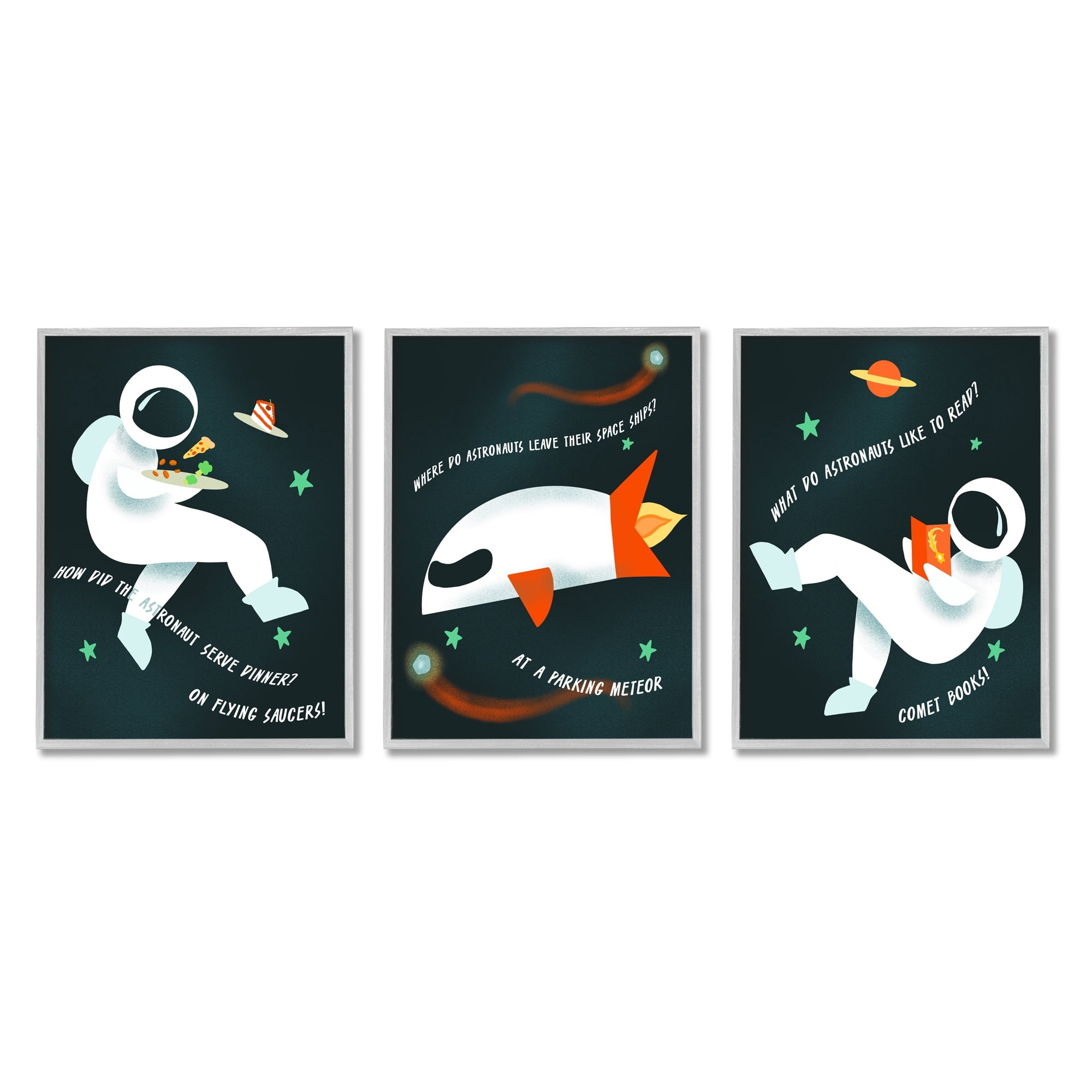 Stupell Indtries On Flying Saucers! Space Jokes Astronaut Rocket Ship,16 x 20,Design by Daphne Polselli