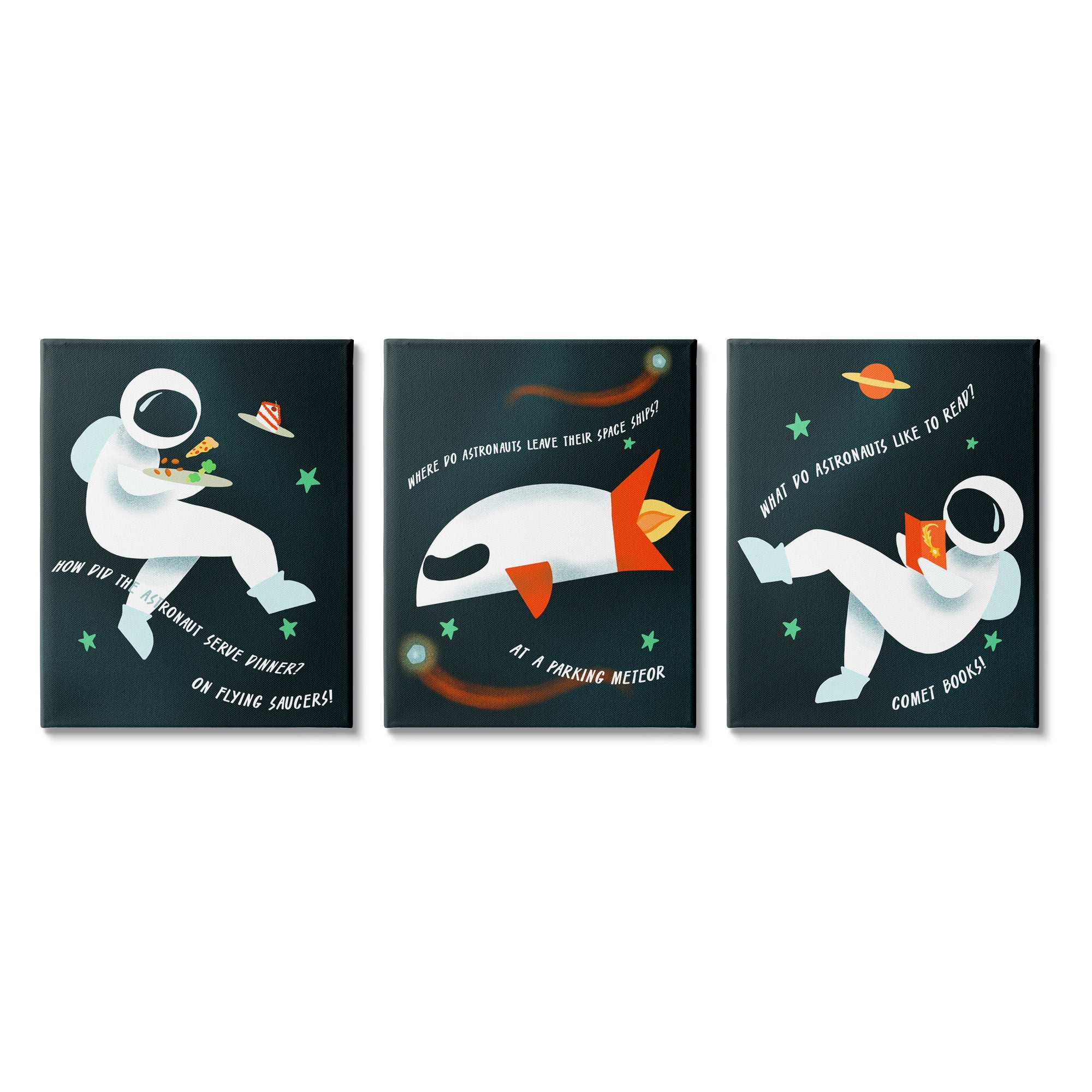Stupell Indtries On Flying Saucers! Space Jokes Astronaut Rocket Ship,24 x 30,Design by Daphne Polselli