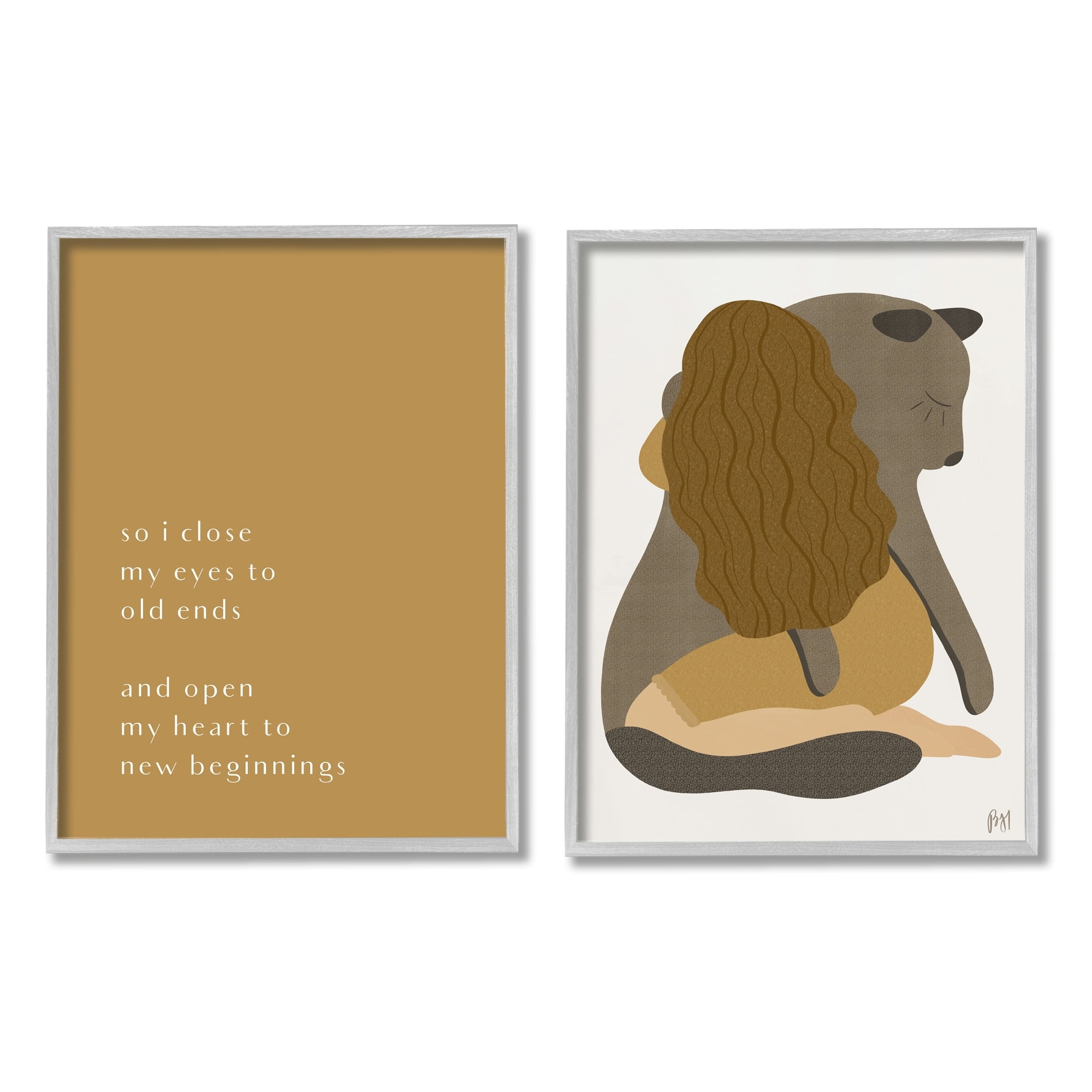 Stupell Indtries Open Heart New Beginnings Phrase Woman Hugging Seal,11 x 14,Design by Birch&Ink