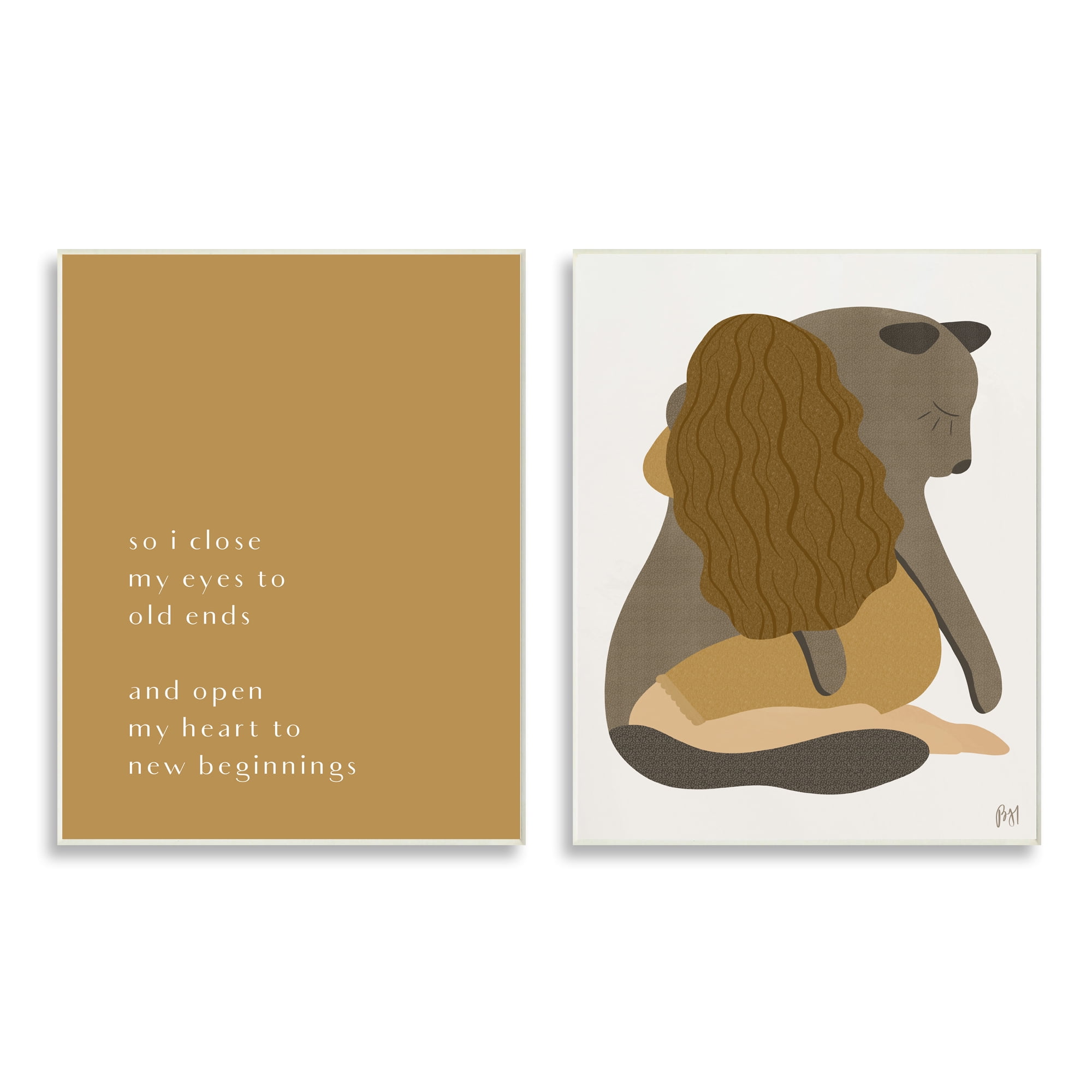 Stupell Indtries Open Heart New Beginnings Phrase Woman Hugging Seal,13 x 19,Design by Birch&Ink