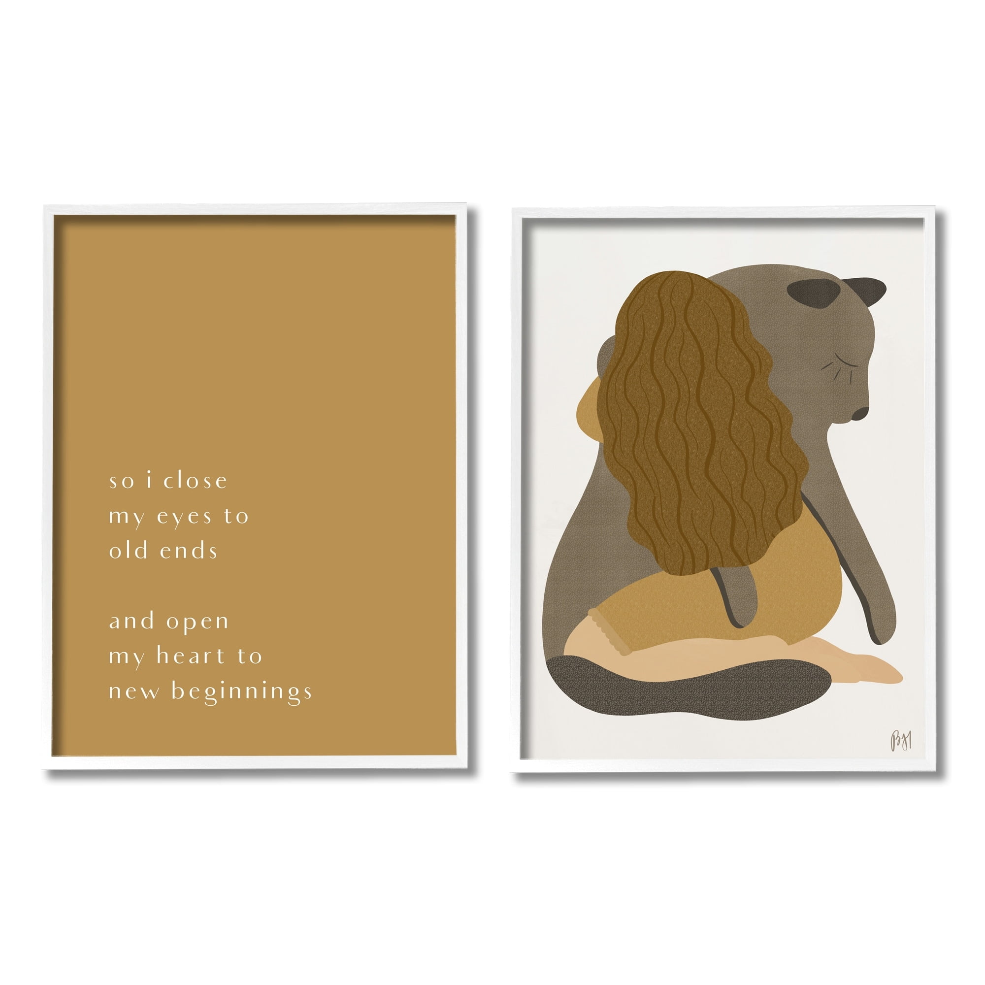 Stupell Indtries Open Heart New Beginnings Phrase Woman Hugging Seal,24 x 30,Design by Birch&Ink