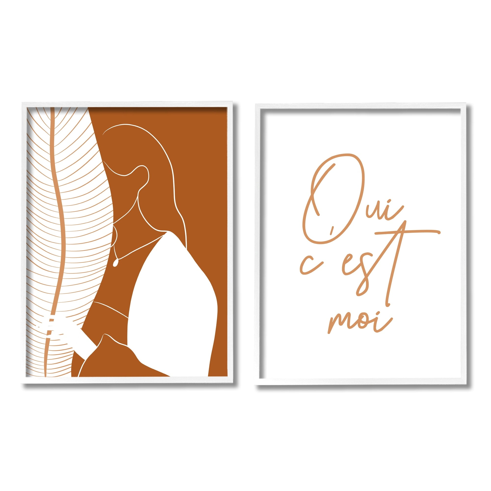 Stupell Indtries Oui C'est Moi French Phrase Woman Behind Palms,24 x 30,Design by Birch&Ink