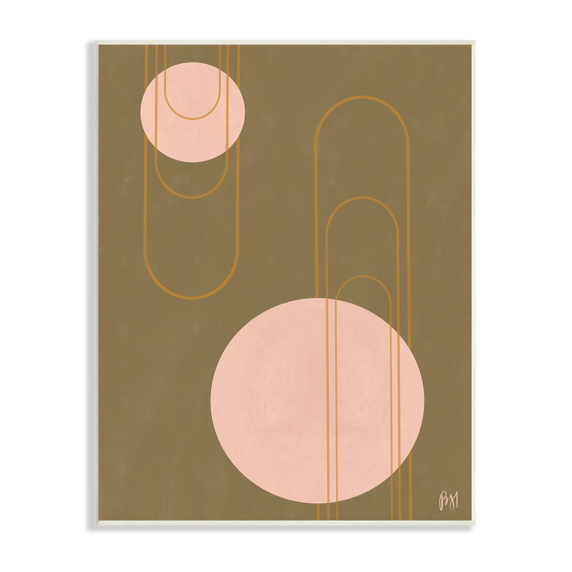 Stupell Indtries Paperclip Shape Abstraction Indtrial Geometric Arches Pink Brown,10 x 15,Design by Birch&Ink