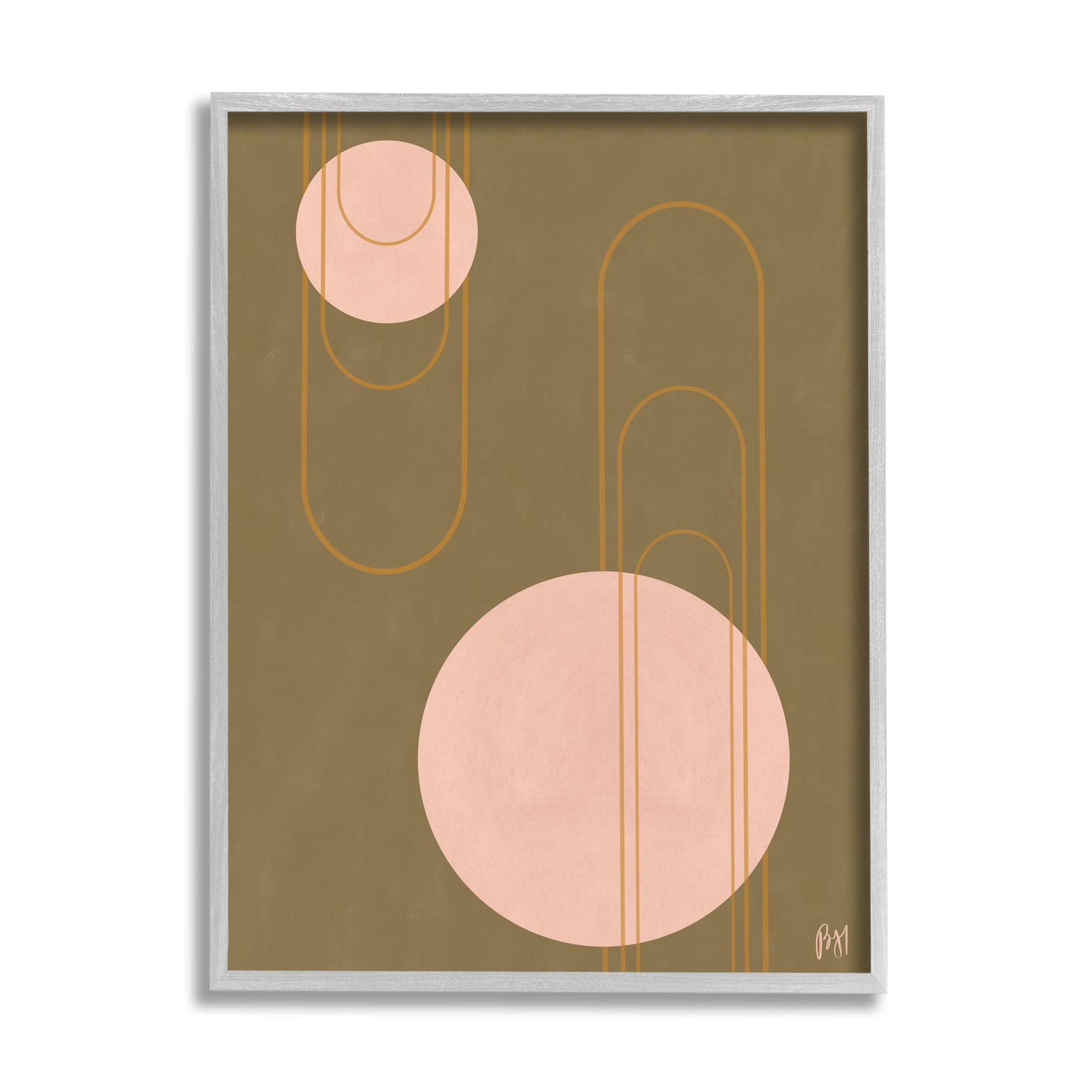 Stupell Indtries Paperclip Shape Abstraction Indtrial Geometric Arches Pink Brown,16 x 20,Design by Birch&Ink