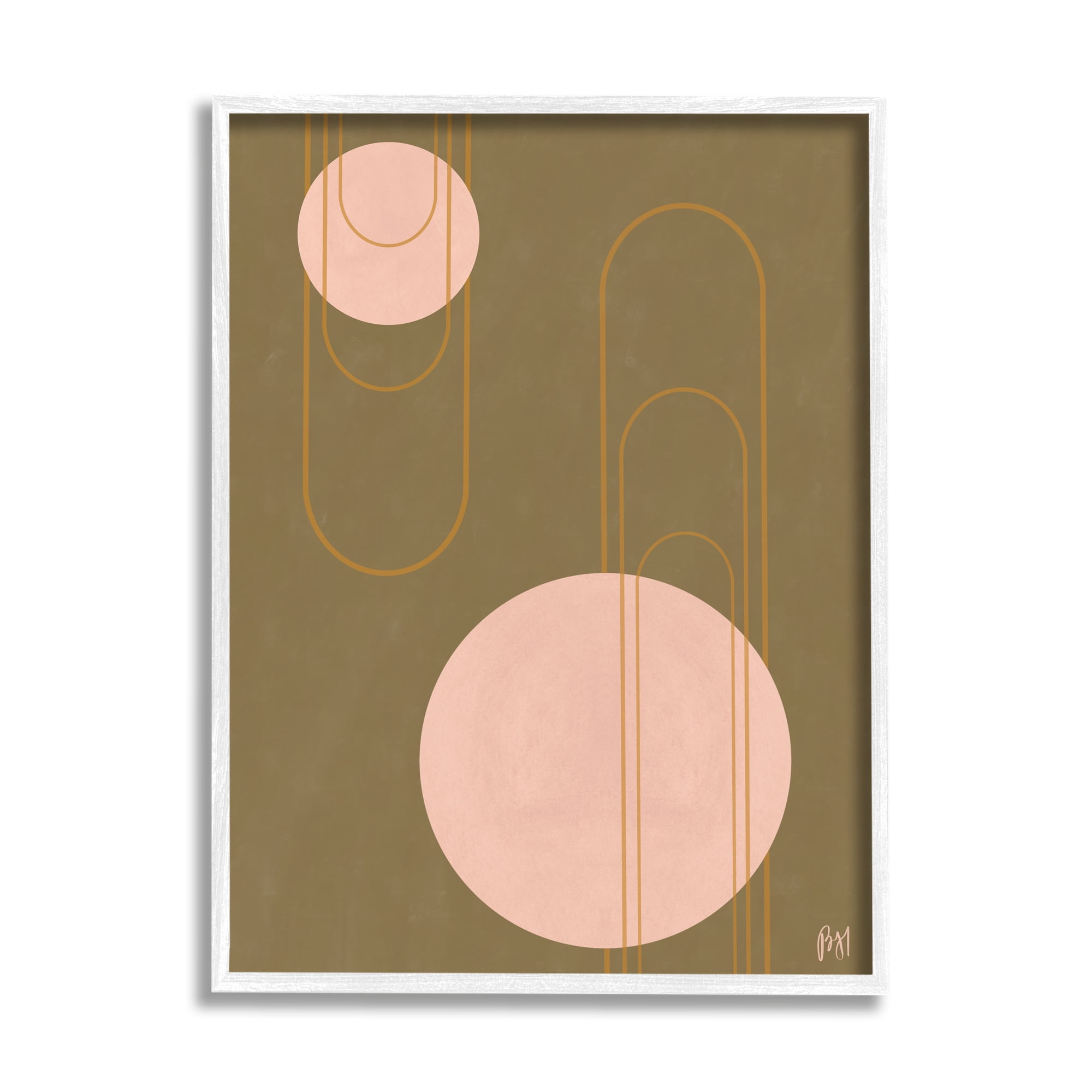 Stupell Indtries Paperclip Shape Abstraction Indtrial Geometric Arches Pink Brown,24 x 30,Design by Birch&Ink