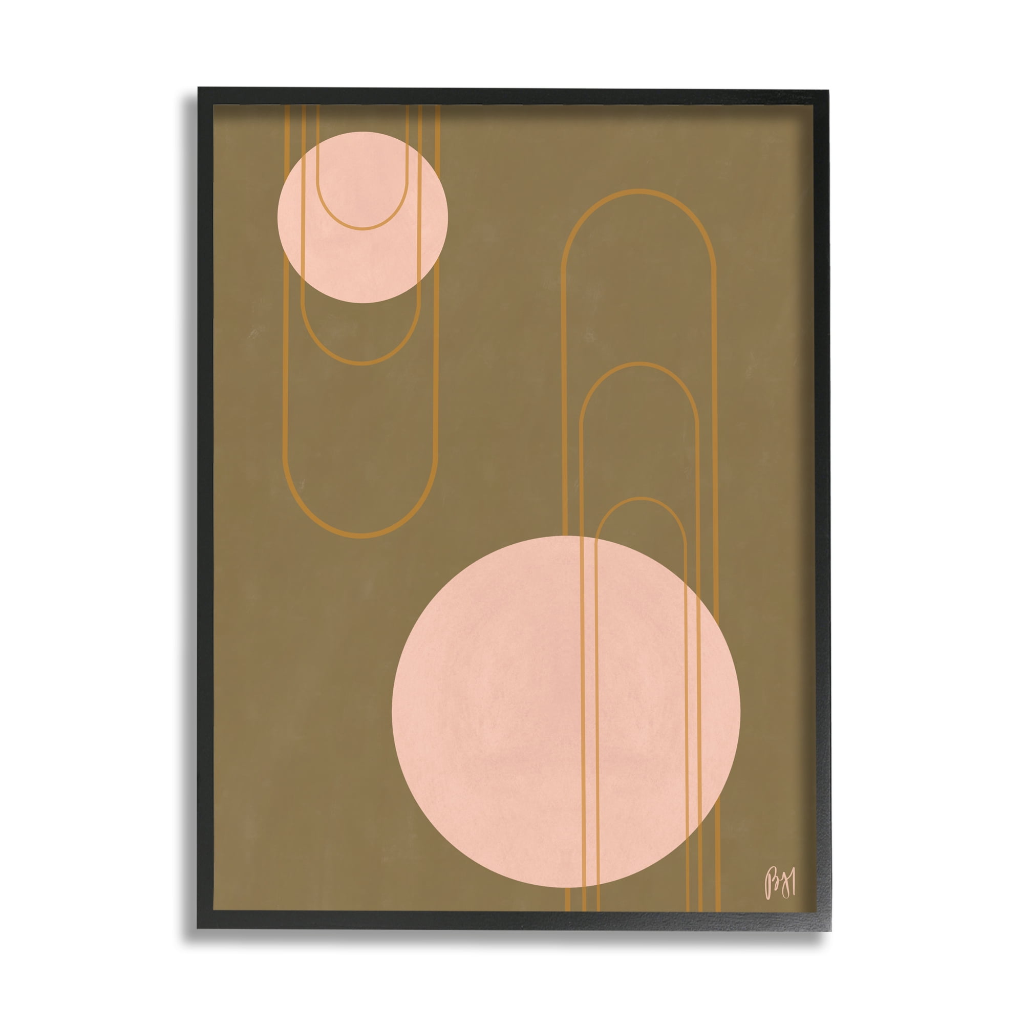 Stupell Indtries Paperclip Shape Abstraction Indtrial Geometric Arches Pink Brown,24 x 30,Design by Birch&Ink