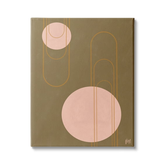 Stupell Indtries Paperclip Shape Abstraction Indtrial Geometric Arches Pink Brown,36 x 48,Design by Birch&Ink