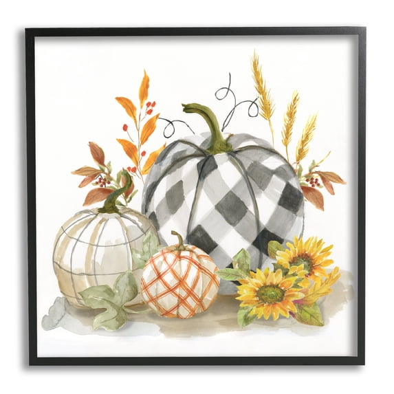 Stupell Indtries Patchwork Patterned Pumpkins Fall Harvest Still Life,24 x 24,Design by Nan