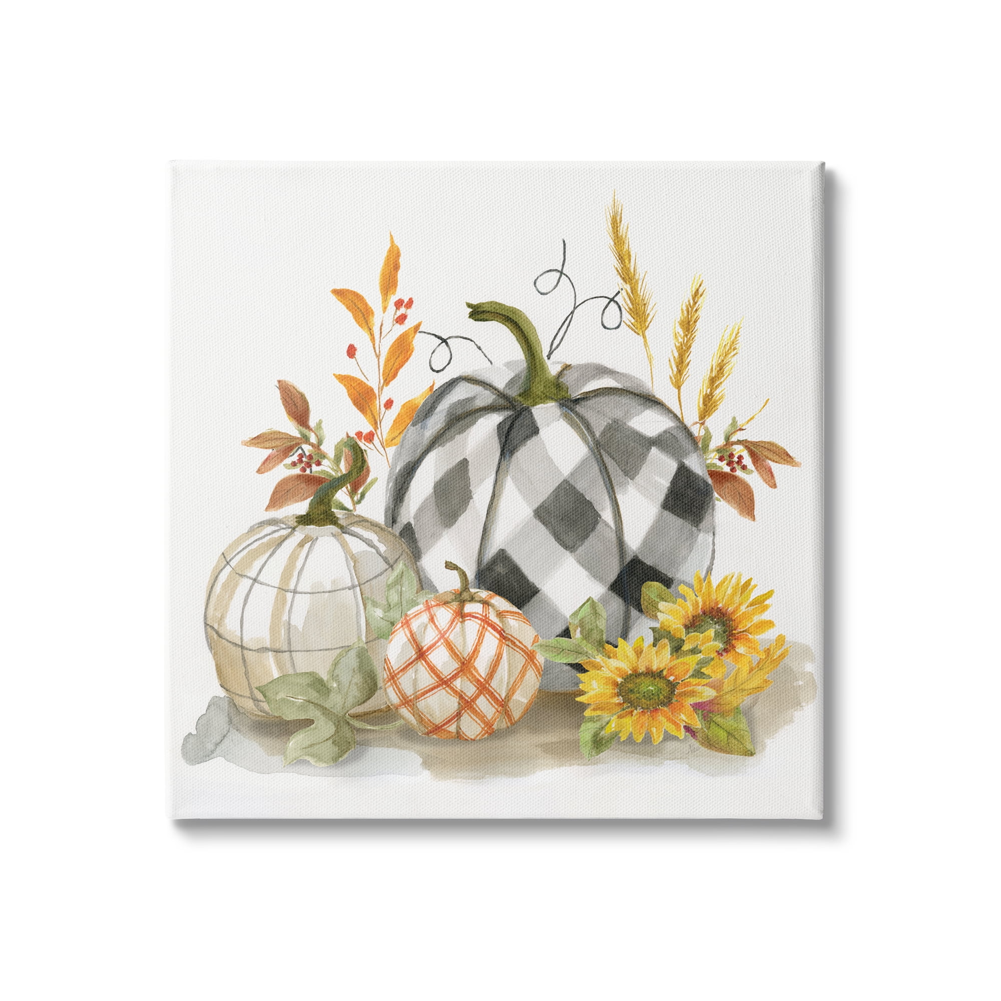 Stupell Indtries Patchwork Patterned Pumpkins Fall Harvest Still Life,30 x 30,Design by Nan