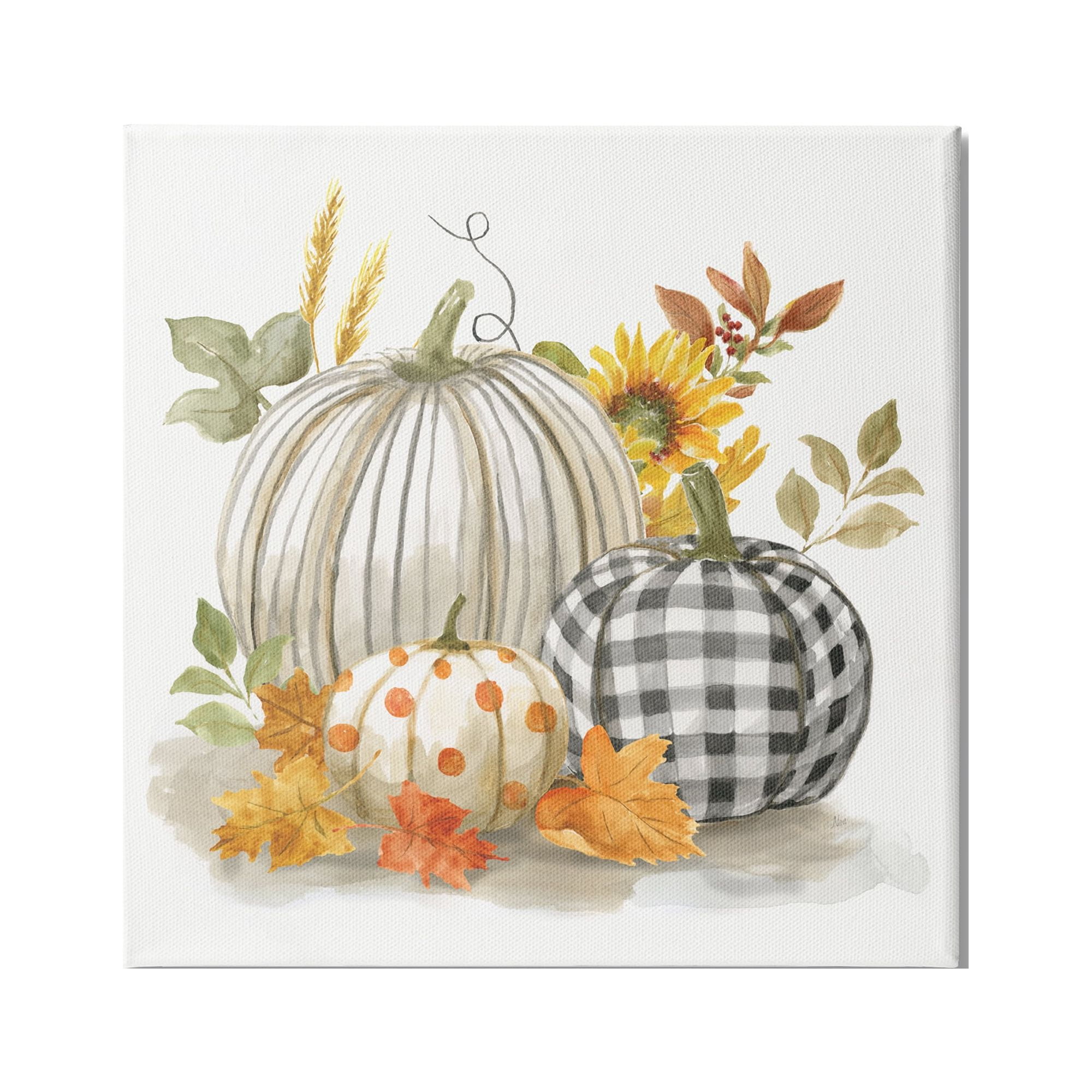 Stupell Indtries Patterned Pumpkins Autumn Harvest Country Still Life ,17 x 17,Design by Nan
