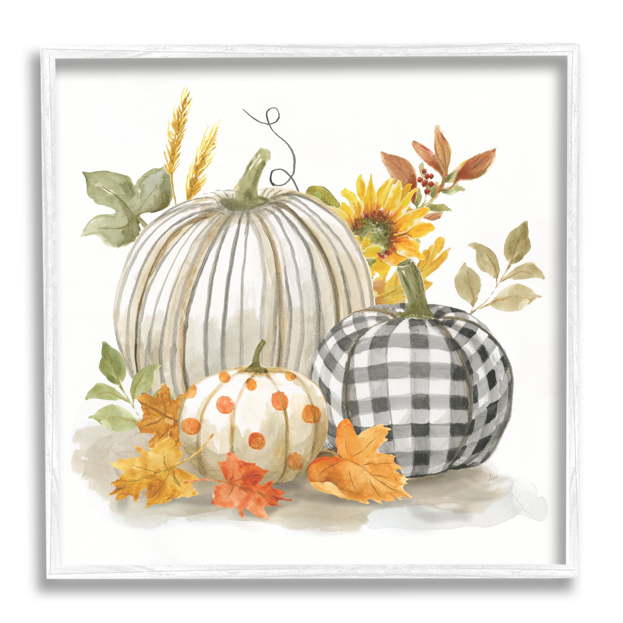 Stupell Indtries Patterned Pumpkins Autumn Harvest Country Still Life ,24 x 24,Design by Nan