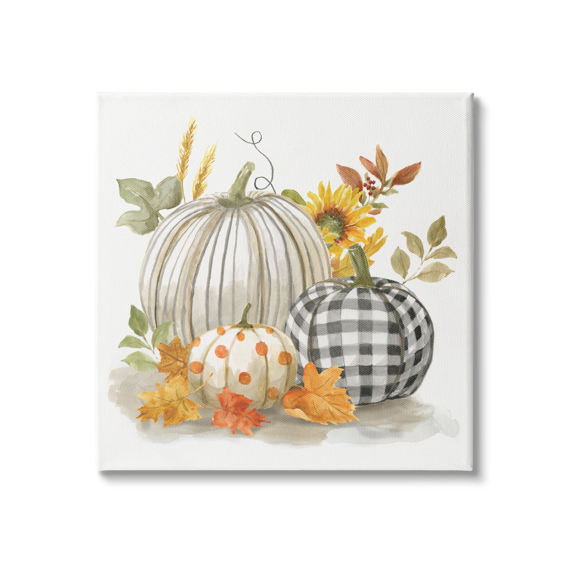 Patterned Pumpkins Autumn Harvest Canvas Wall Art