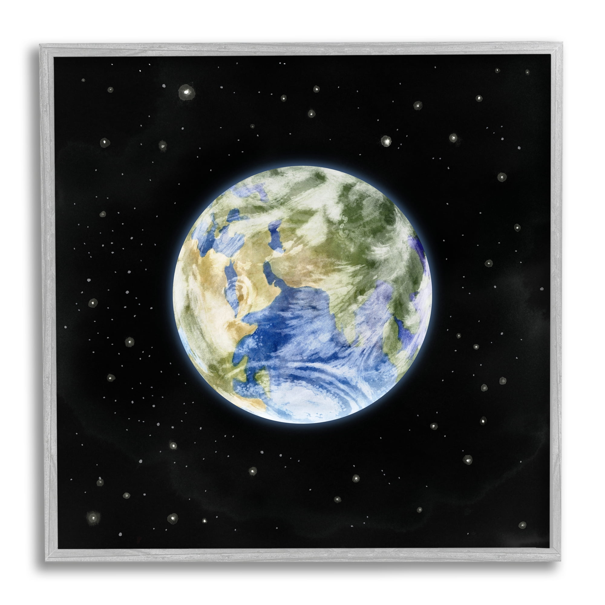 Stupell Indtries Planet Earth Surrounded By Stars Outer Space Sky,24 x 24,Design by Grace Popp&nbsp;