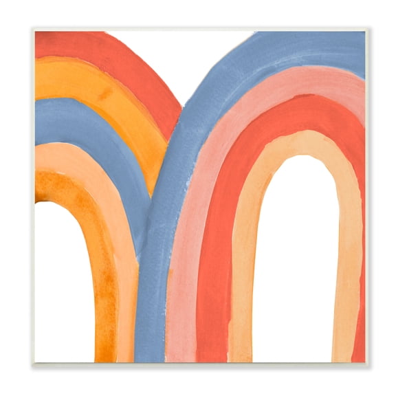 Stupell Indtries Playful Double Rainbow Arches Blue Red Orange,12 x 12,Design by Emily Navas