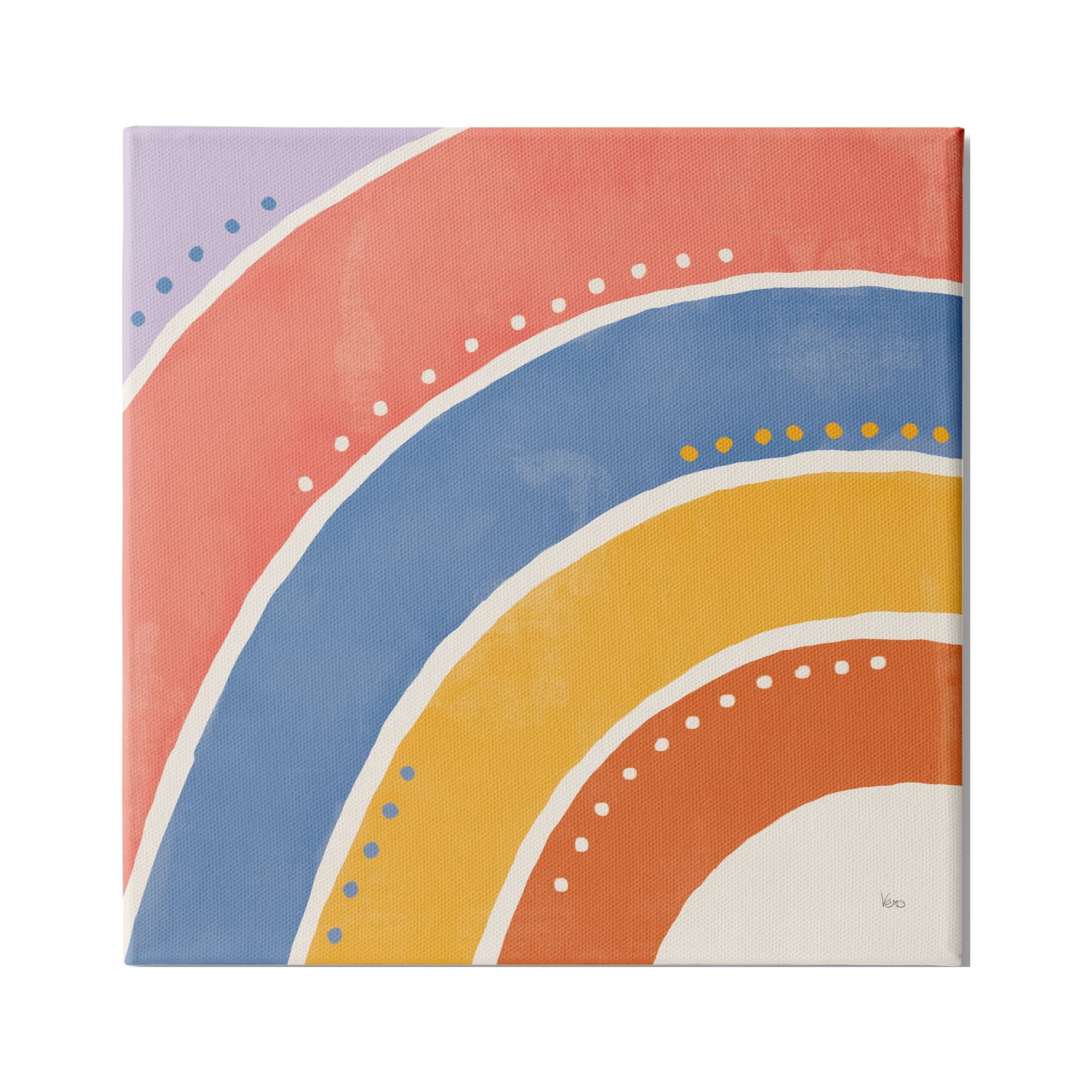 Stupell Indtries Playful Primary Color Half Rainbow Polka Dot Stripes,36 x 36,Design by Veronique Charron