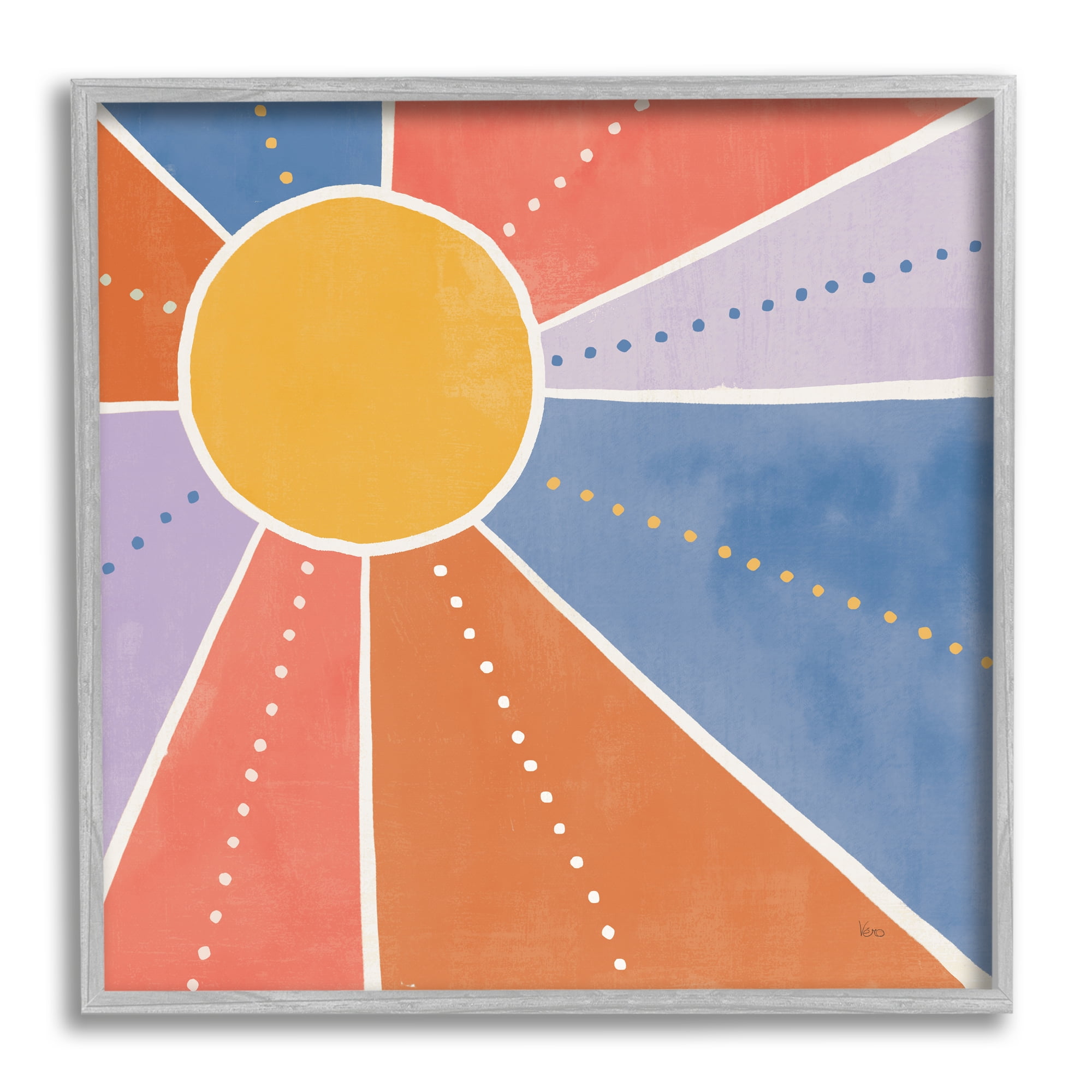 Stupell Indtries Playful Sun Rays Polka Dot Stripe Pattern,17 x 17,Design by Veronique Charron