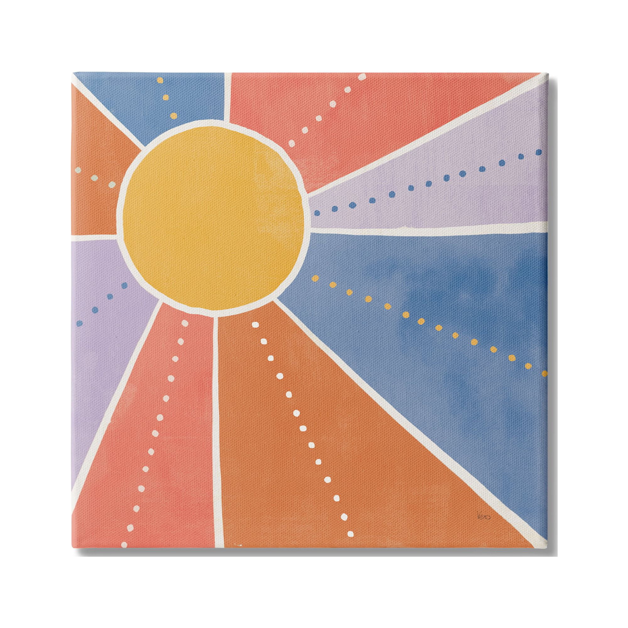 Stupell Indtries Playful Sun Rays Polka Dot Stripe Pattern,24 x 24,Design by Veronique Charron