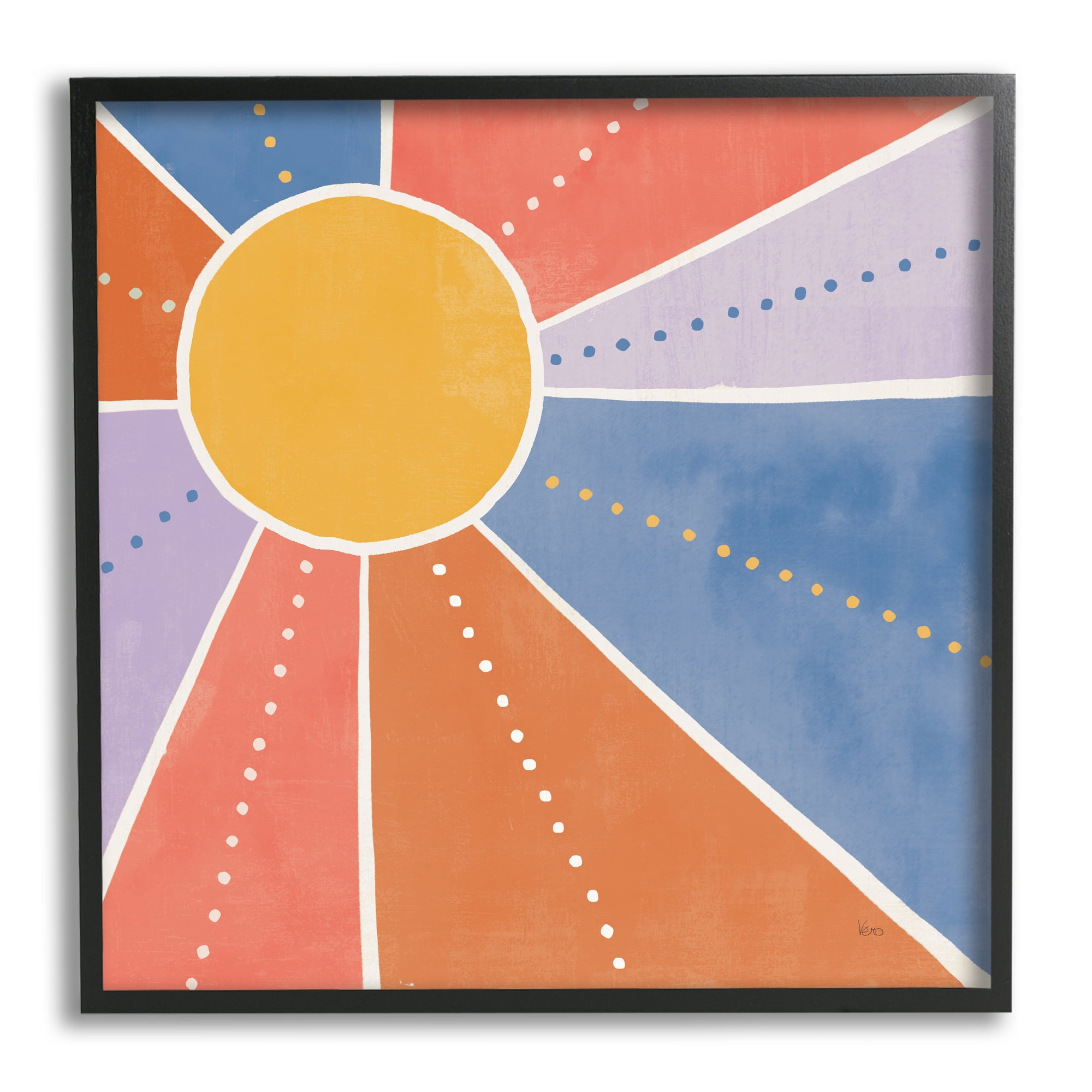 Stupell Indtries Playful Sun Rays Polka Dot Stripe Pattern,24 x 24,Design by Veronique Charron