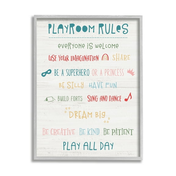 Stupell Indtries Playroom Rules Sign Kid's Motivational Phrases Listed,11 x 14,Design by Natalie Carpentieri