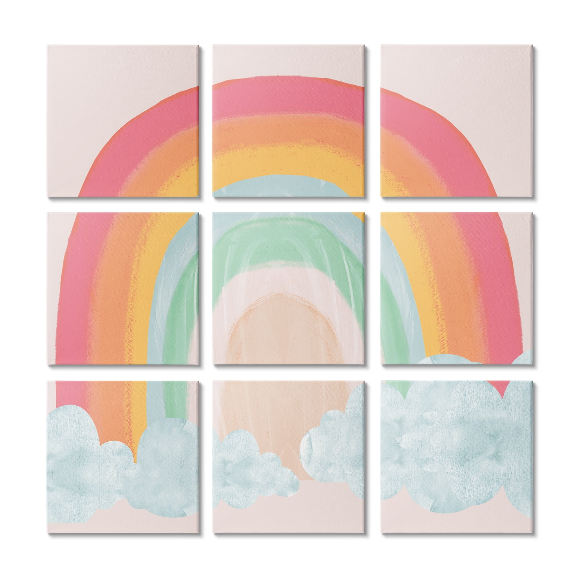 Stupell Indtries Rainbow In Clouds Soft Pink Sky Kid's Nature,12 x 12,Design by Daphne Polselli