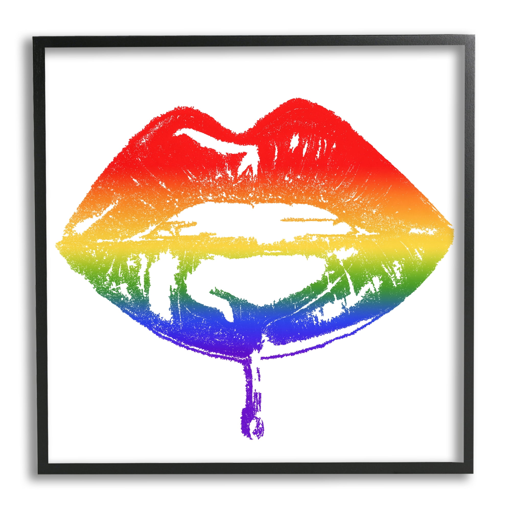 Stupell Indtries Rainbow Puckered Lips Retro Cosmetic Drip Kiss,12 x 12,Design by Amaya