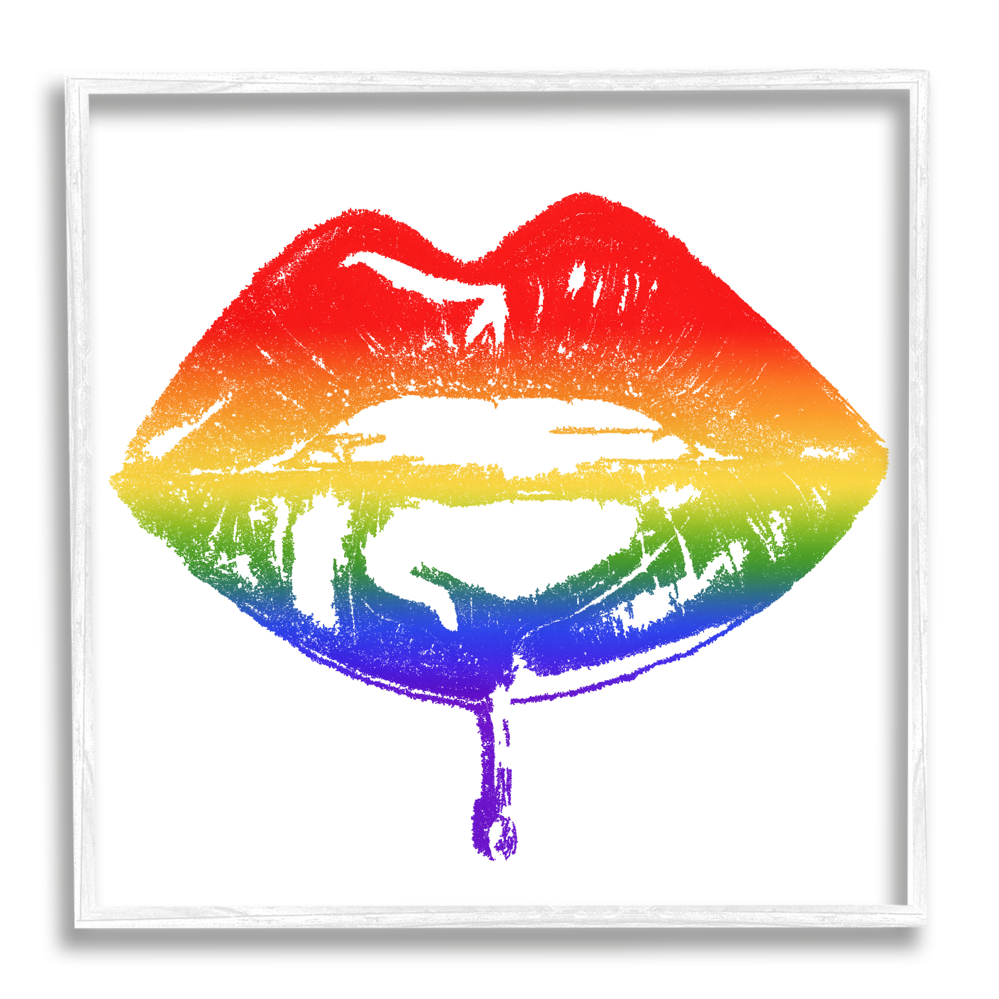Stupell Indtries Rainbow Puckered Lips Retro Cosmetic Drip Kiss,24 x 24,Design by Amaya