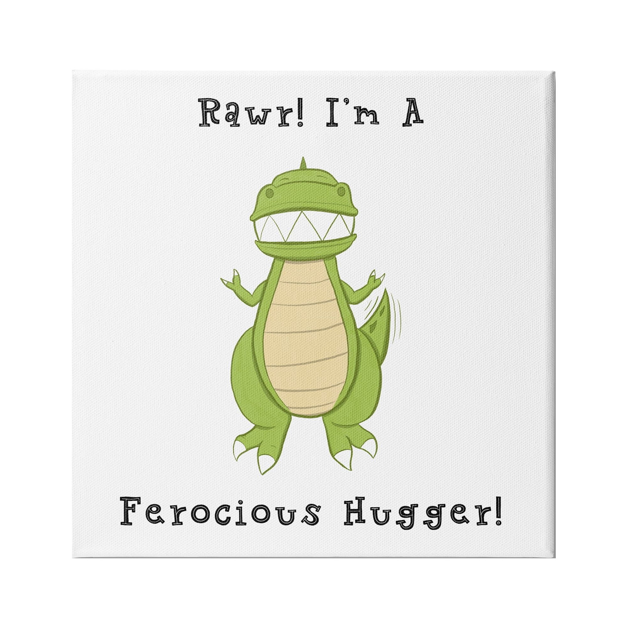 Stupell Indtries Rawr Ferocio Hugger Happy Green Dinosaur Smiling T-Rex,30 x 30,Design by Hugo Edwins