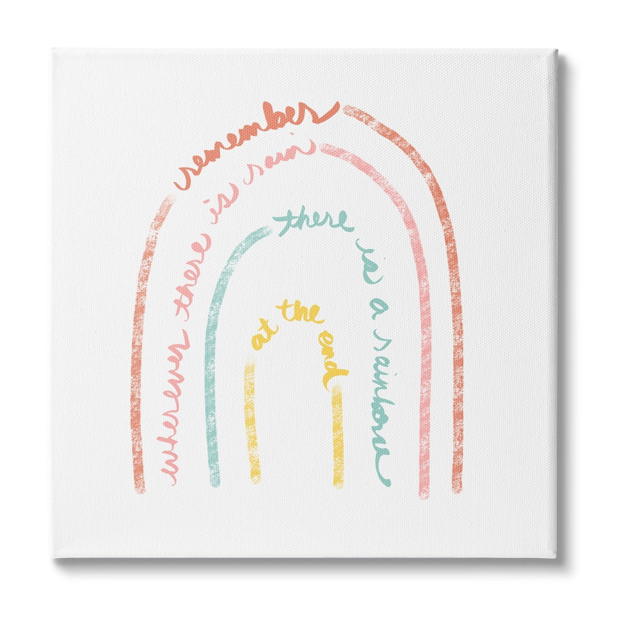 Stupell Indtries Remember Where There Is Rain Phrase Text Rainbow,17 x 17,Design by Anna Quach
