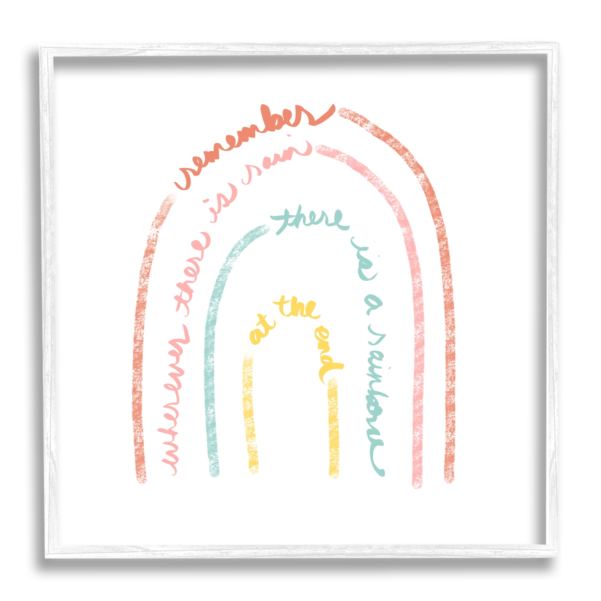 Stupell Indtries Remember Where There Is Rain Phrase Text Rainbow,24 x 24,Design by Anna Quach