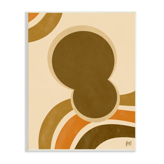 Stupell Indtries Retro Groove Shape Abstraction Warm Pop Brown Orange,10 x 15,Design by Birch&Ink