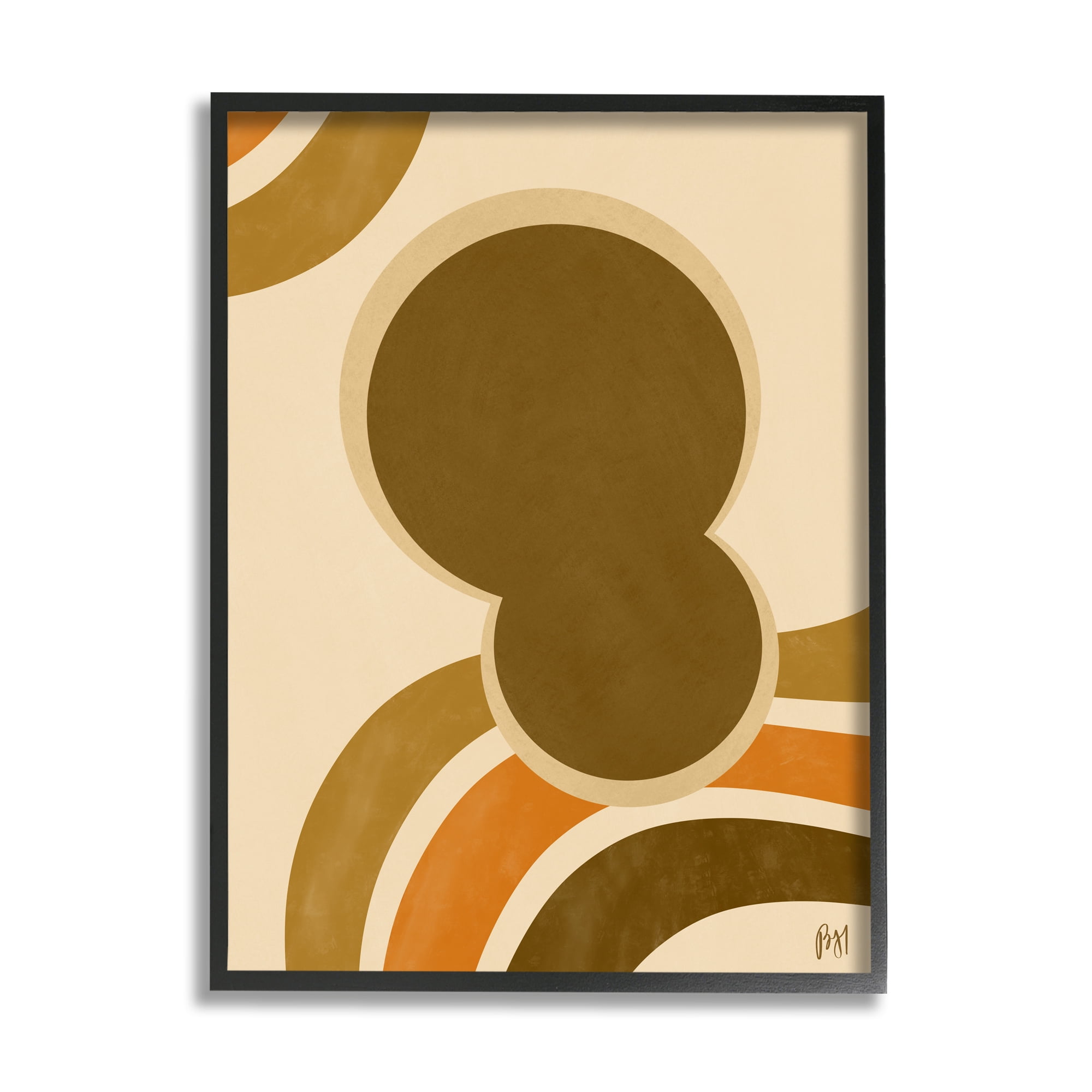Stupell Indtries Retro Groove Shape Abstraction Warm Pop Brown Orange,11 x 14,Design by Birch&Ink