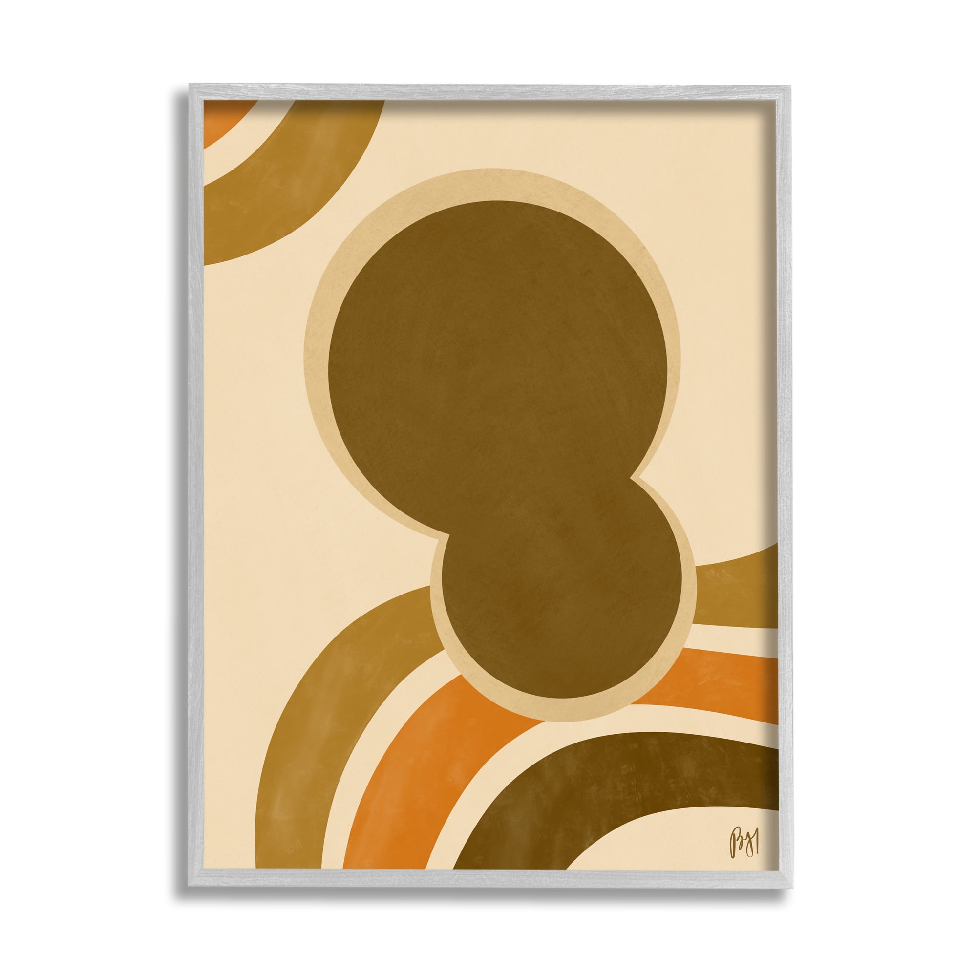 Stupell Indtries Retro Groove Shape Abstraction Warm Pop Brown Orange,24 x 30,Design by Birch&Ink