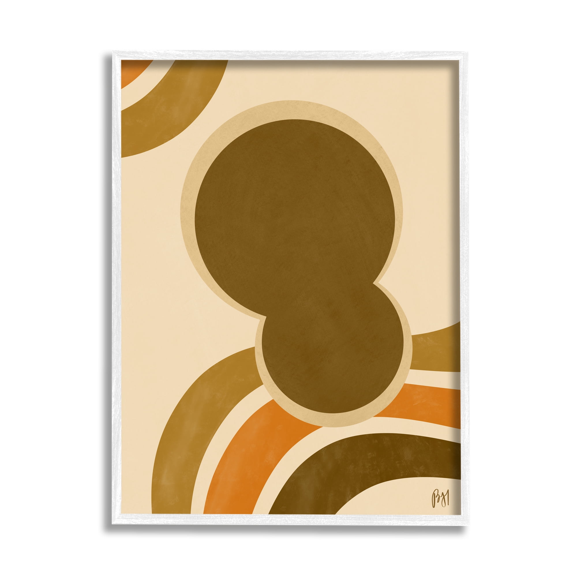 Stupell Indtries Retro Groove Shape Abstraction Warm Pop Brown Orange,24 x 30,Design by Birch&Ink