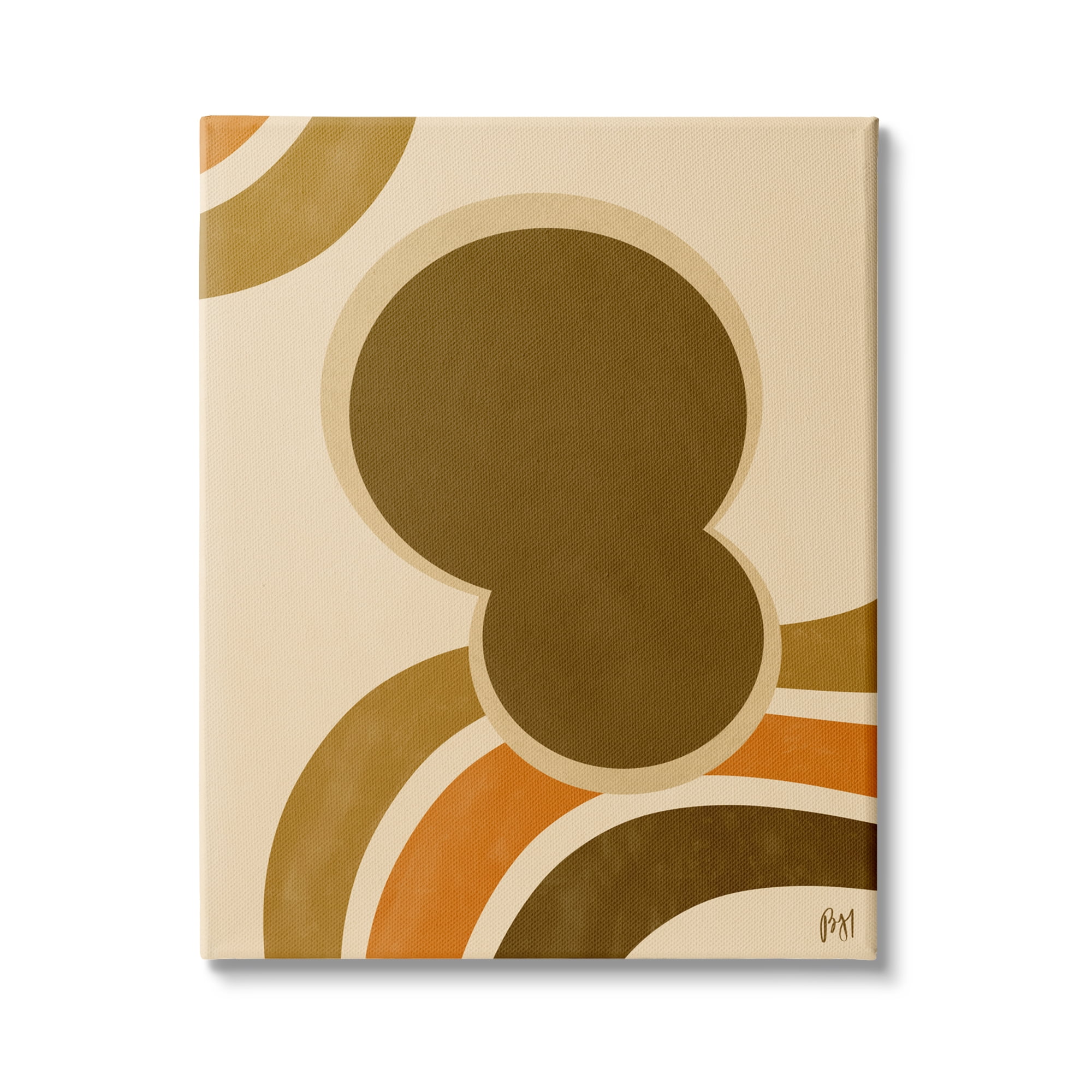 Stupell Indtries Retro Groove Shape Abstraction Warm Pop Brown Orange,30 x 40,Design by Birch&Ink