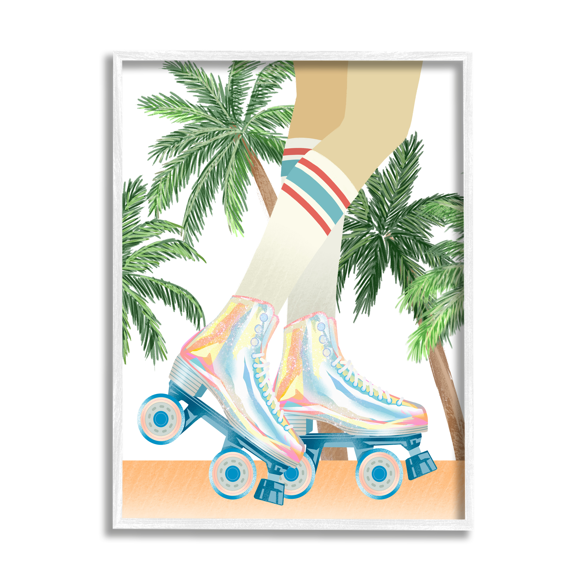 Stupell Indtries Retro Pop Roller Skates Tropical Palm Tree Summer,11 x 14,Design by Ziwei Li