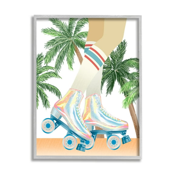 Stupell Indtries Retro Pop Roller Skates Tropical Palm Tree Summer,24 x 30,Design by Ziwei Li