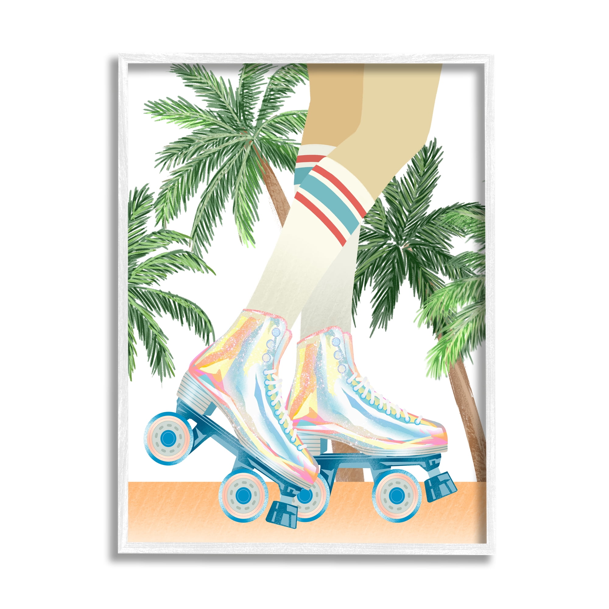 Stupell Indtries Retro Pop Roller Skates Tropical Palm Tree Summer,24 x 30,Design by Ziwei Li