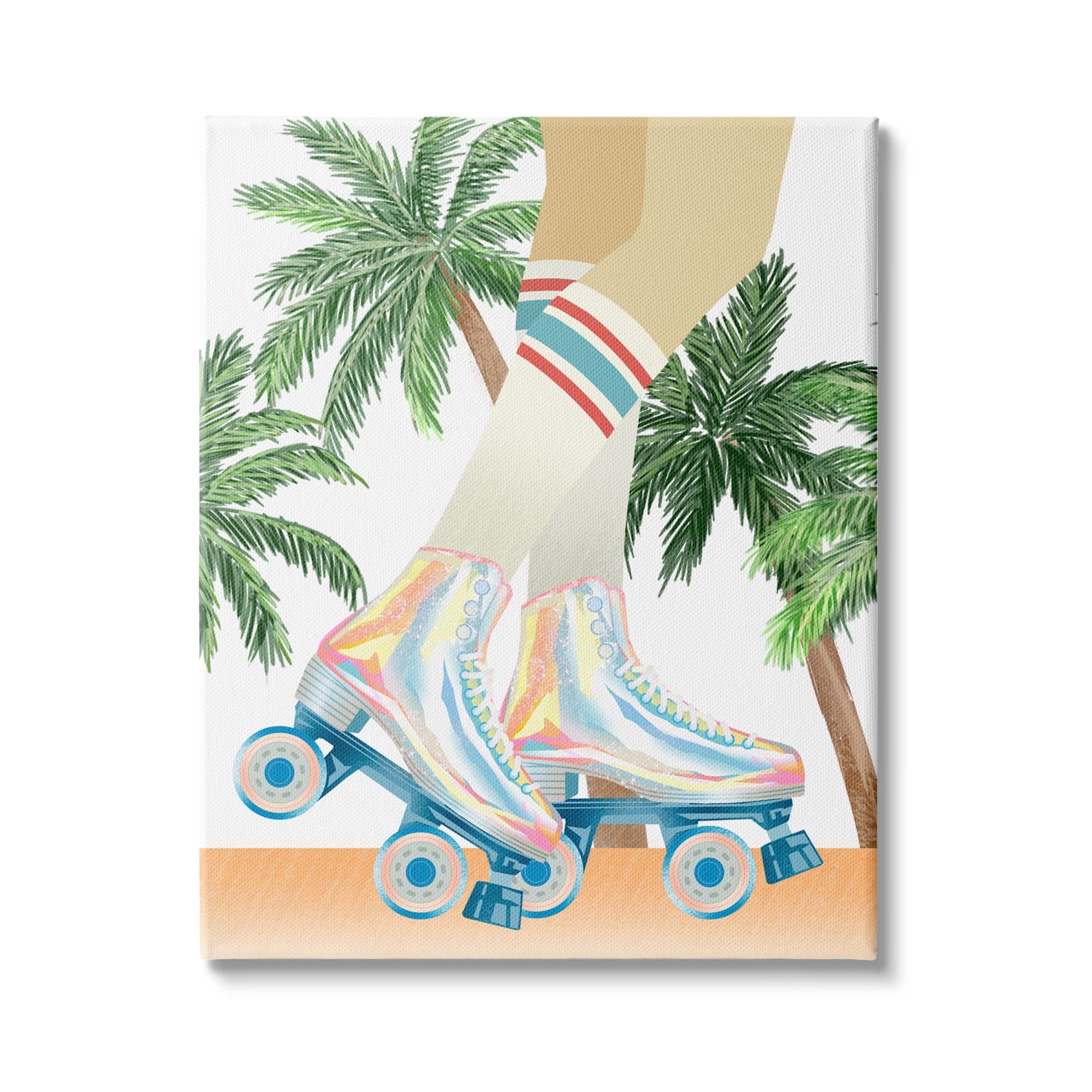 Stupell Indtries Retro Pop Roller Skates Tropical Palm Tree Summer,36 x 48,Design by Ziwei Li