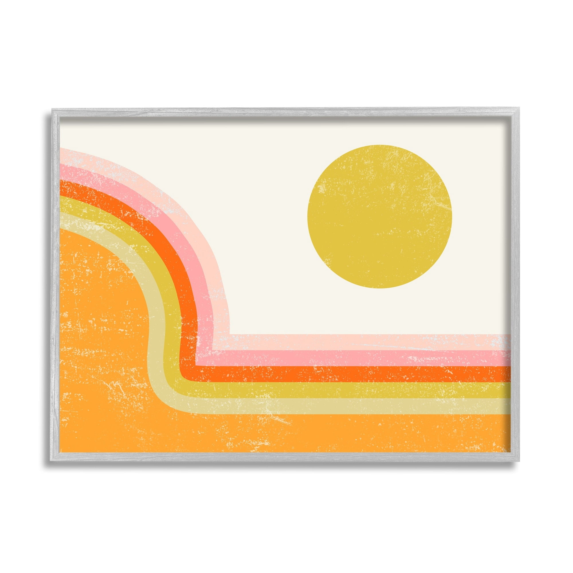 Stupell Indtries Retro Summer Sun Landscape Bold Orange Pink Mountain,14 x 11,Design by Daphne Polselli
