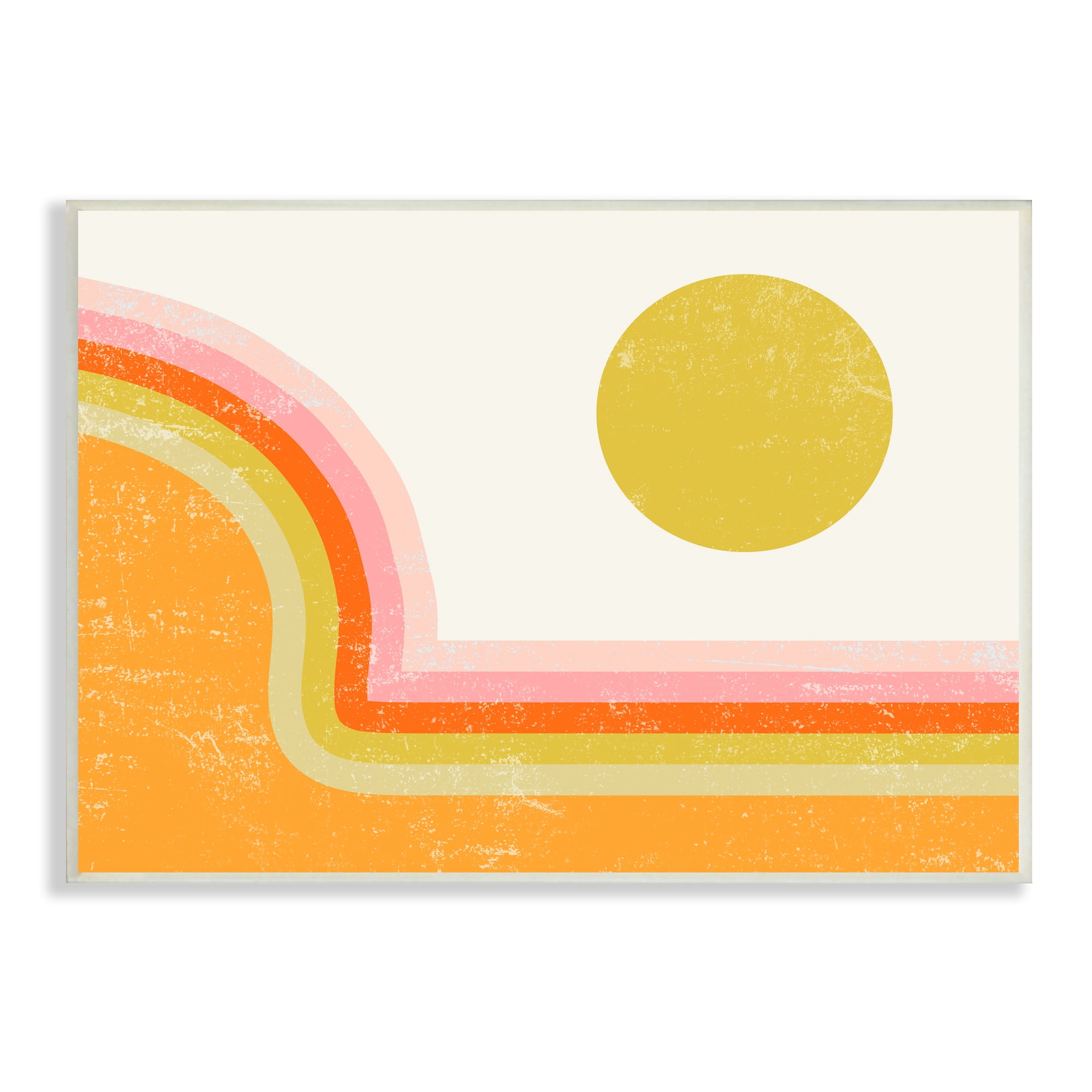 Stupell Indtries Retro Summer Sun Landscape Bold Orange Pink Mountain,19 x 13,Design by Daphne Polselli