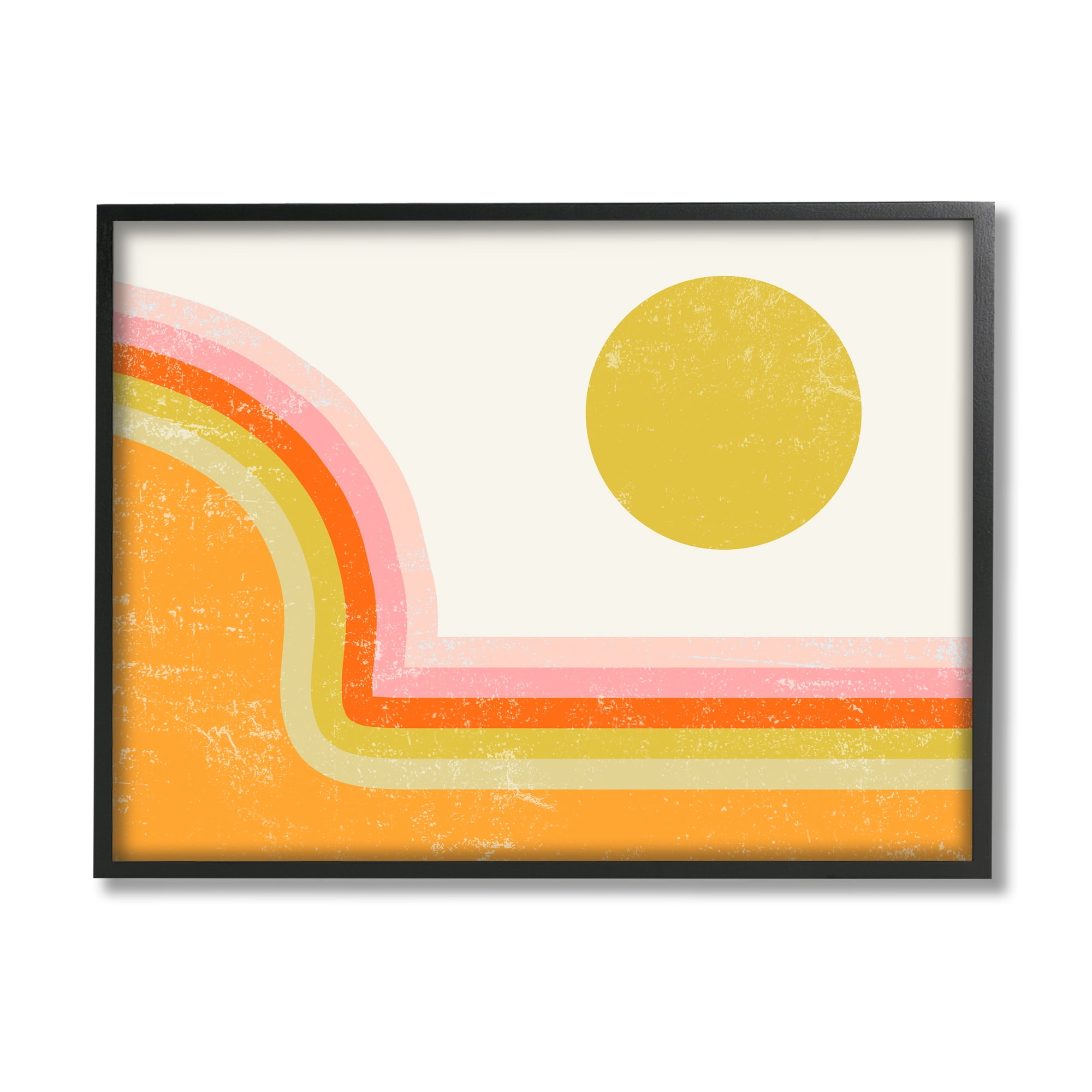 Stupell Indtries Retro Summer Sun Landscape Bold Orange Pink Mountain,20 x 16,Design by Daphne Polselli
