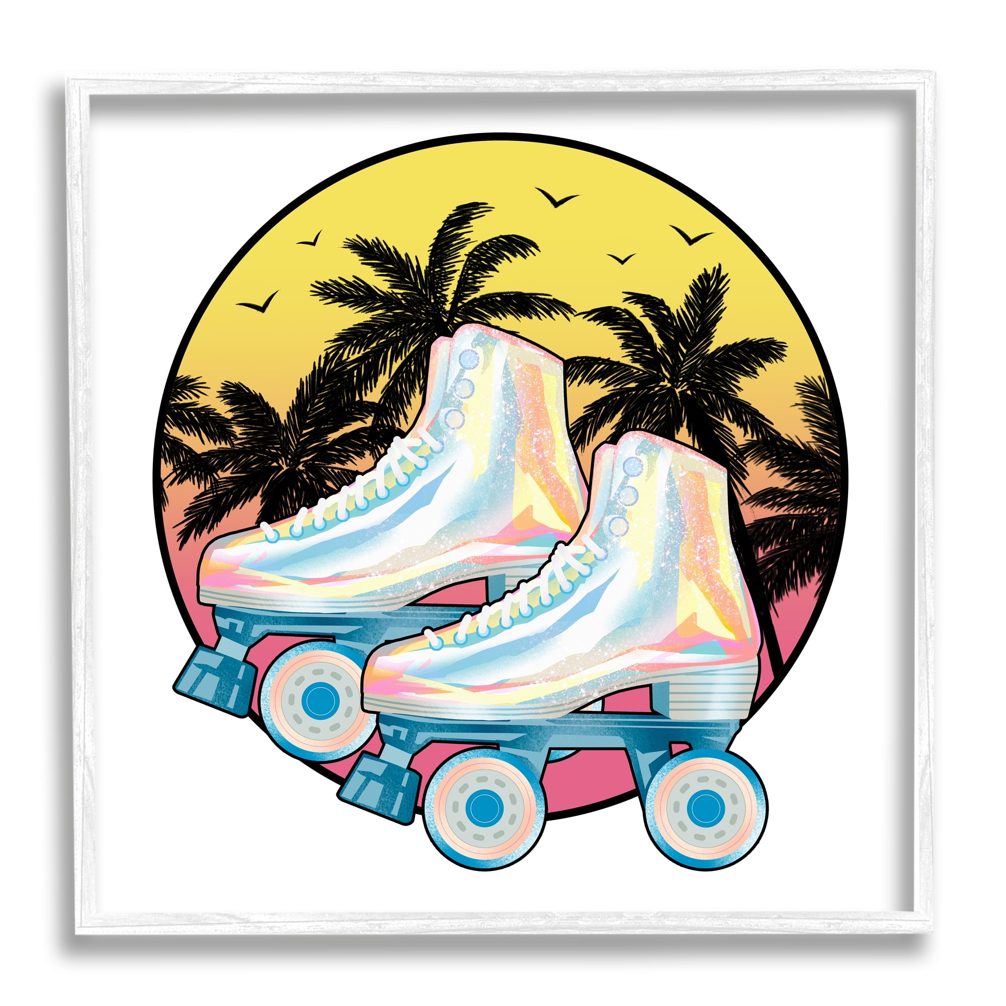 Stupell Indtries Retro Tropical Summer Sky Vintage Roller Skating Derby,17 x 17,Design by Ziwei Li