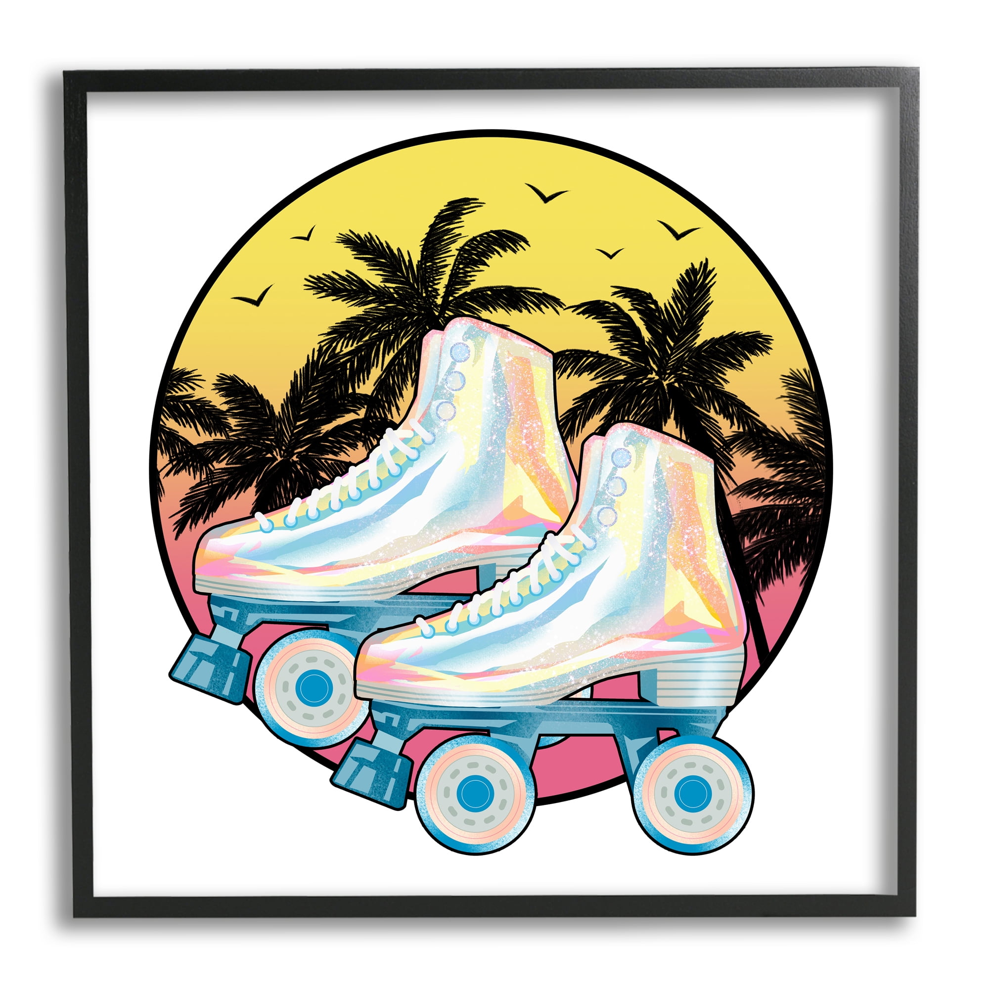 Stupell Indtries Retro Tropical Summer Sky Vintage Roller Skating Derby,17 x 30,Design by Ziwei Li